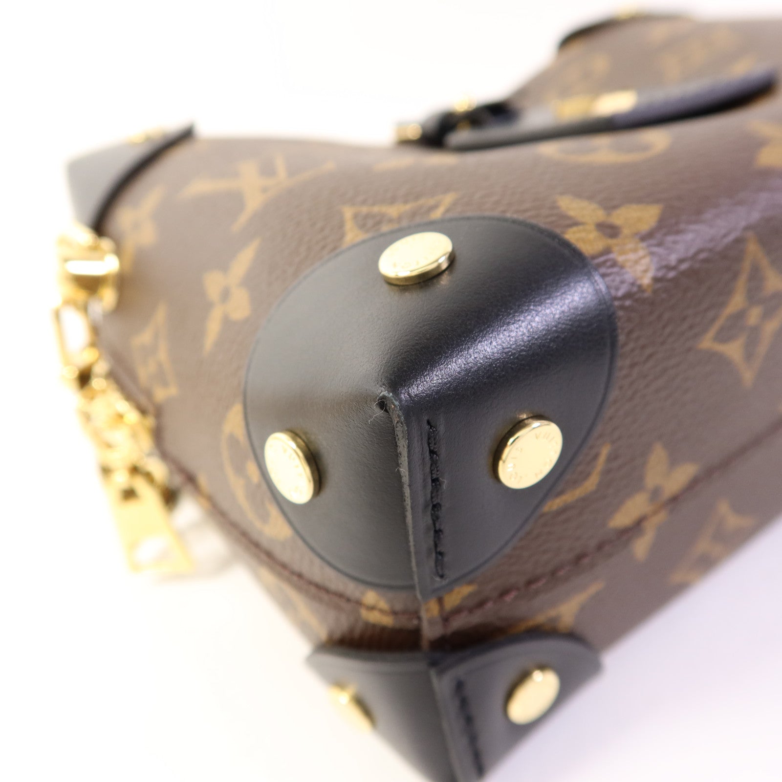 LOUIS VUITTON Monogram Petite Malle Souple金扣手挽肩背兩用袋棕色