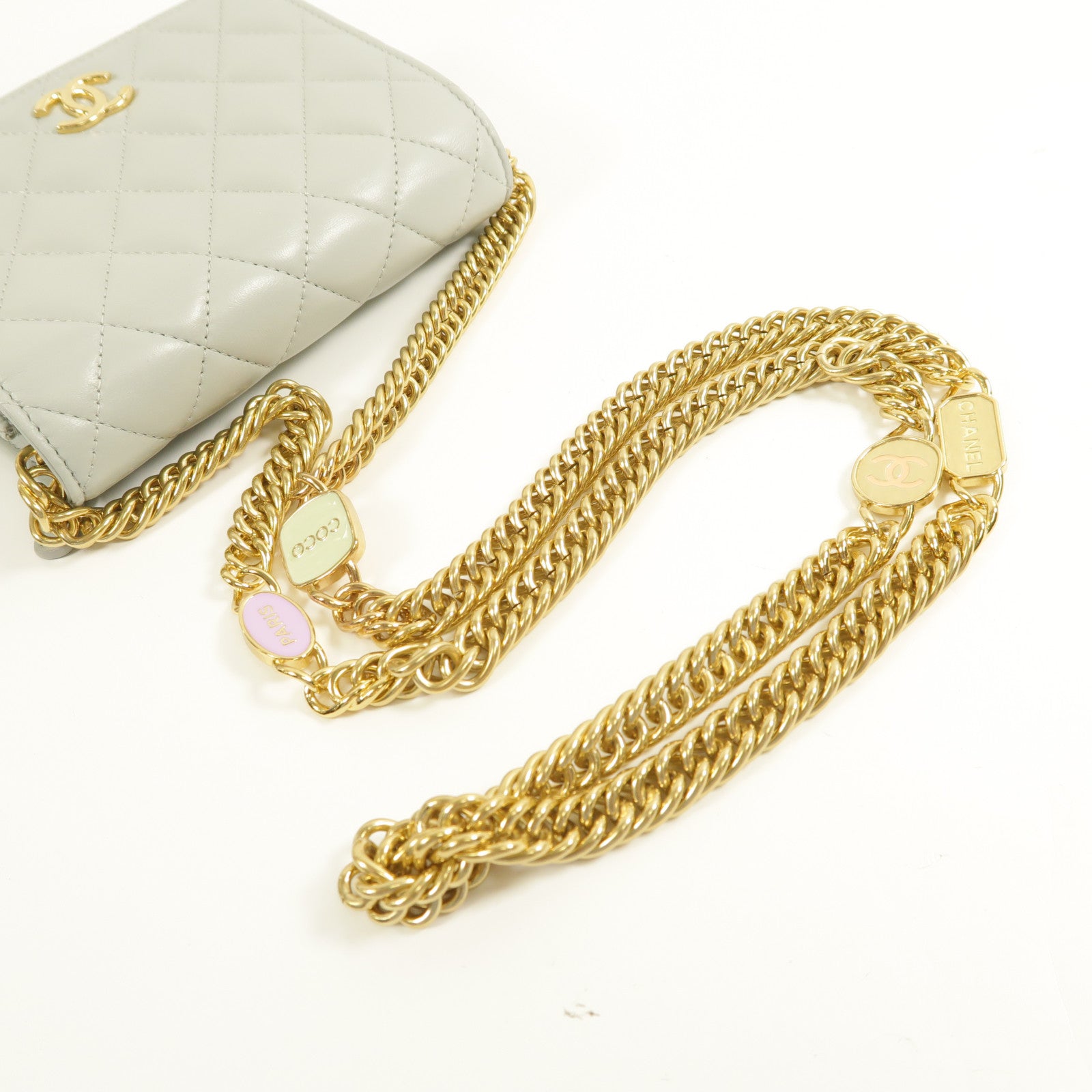 CHANEL 【激減優惠】羊皮皮革Chain Shoulder金扣鏈帶肩背袋
