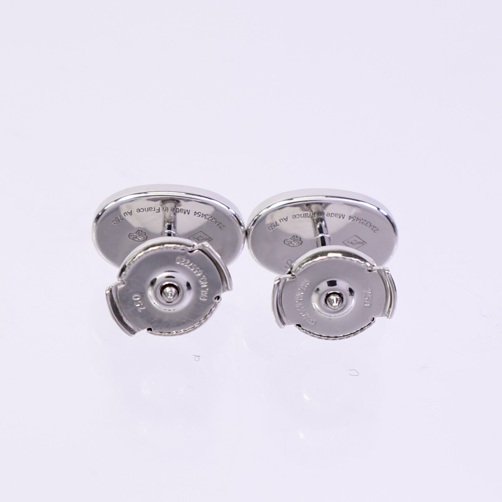 HERMES 18K白金Chaine d'ancre Contour Stud Earrings鑽石耳環