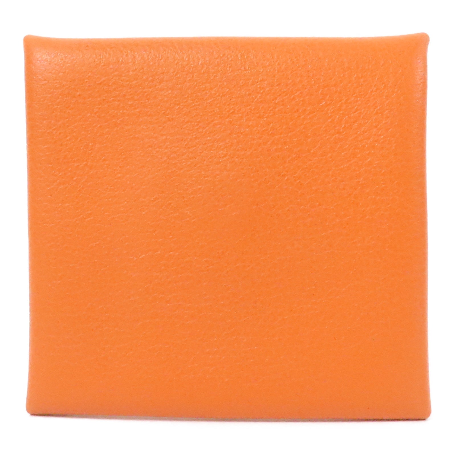 HERMES Evercolor皮革Bastia銀扣零錢包Feu火焰橙色