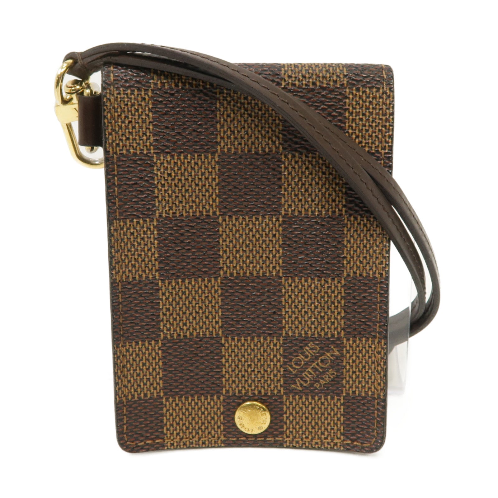 LOUIS VUITTON Damier Porte Cartes ID Bandouliere Case金扣卡片套Ebene