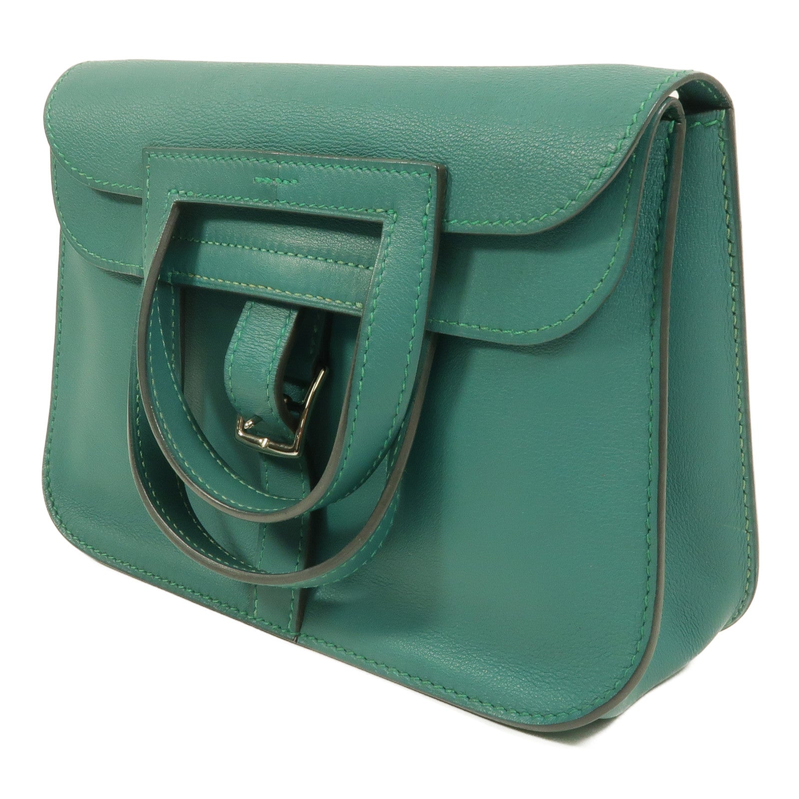 HERMES Swift皮革Mini Halzan手挽肩背兩用袋Vert Verone