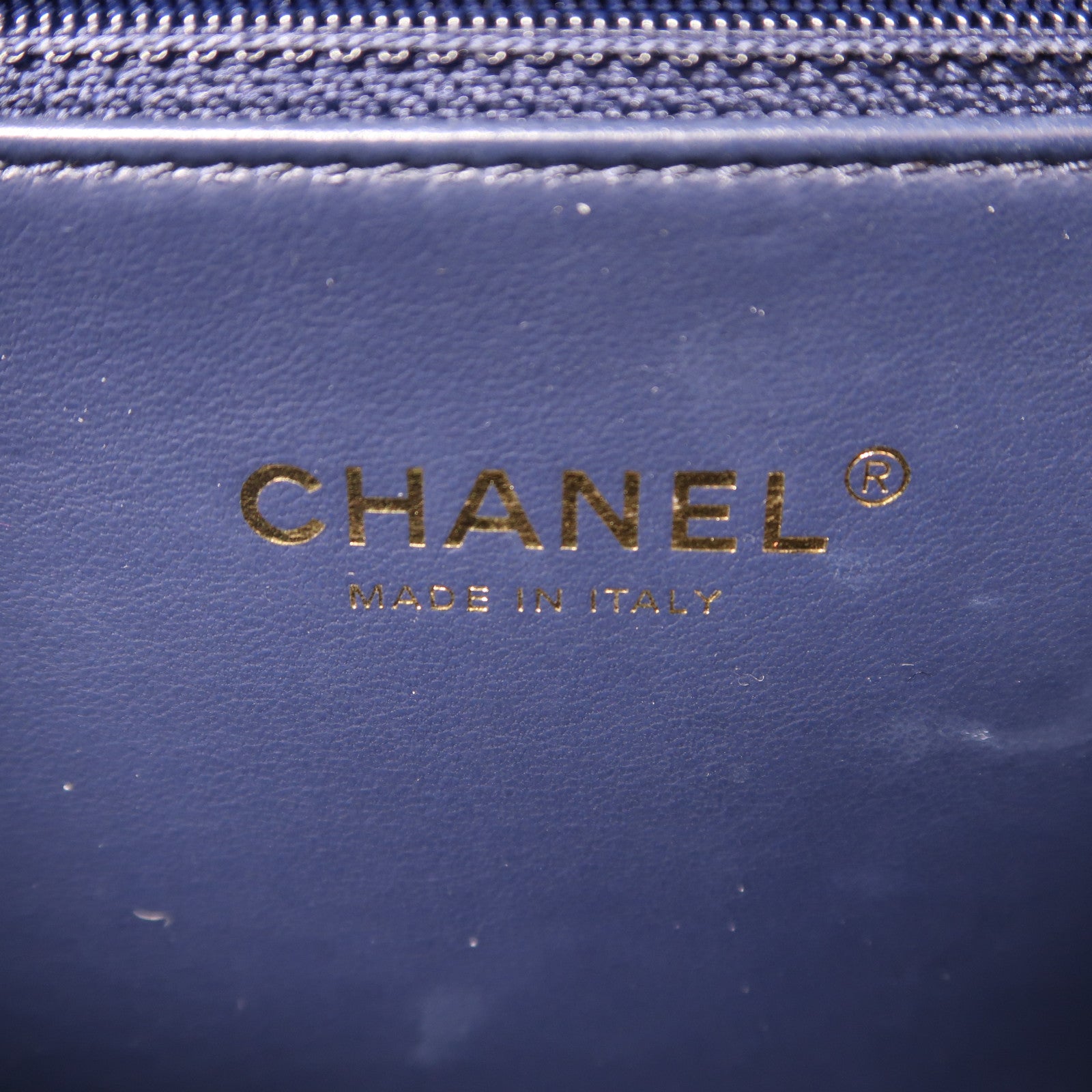 CHANEL 帆布Vanity Bag金扣手挽肩背兩用袋深藍色/黑色/灰色