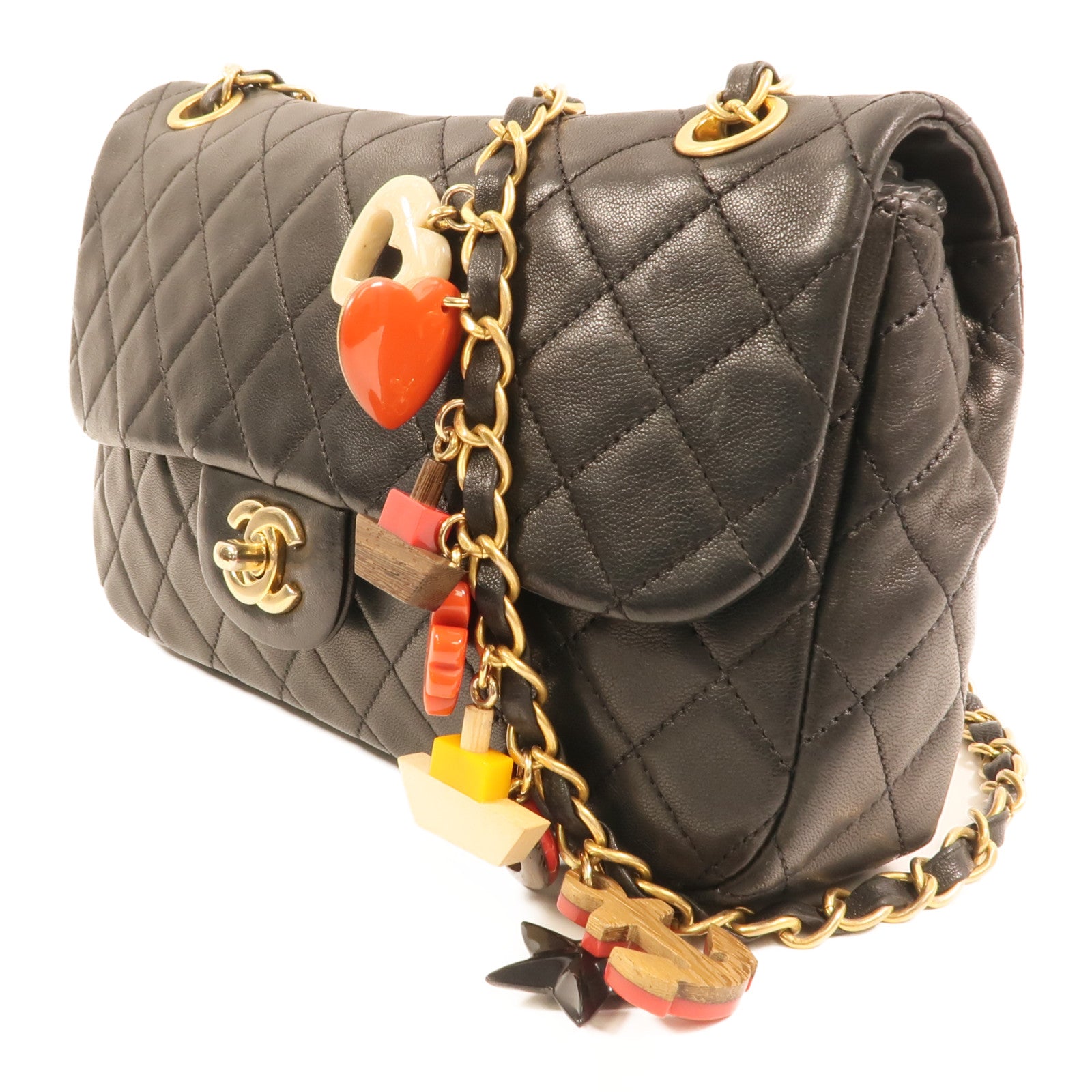 CHANEL 羊皮皮革Chain Shoulder金扣鏈帶肩背袋
