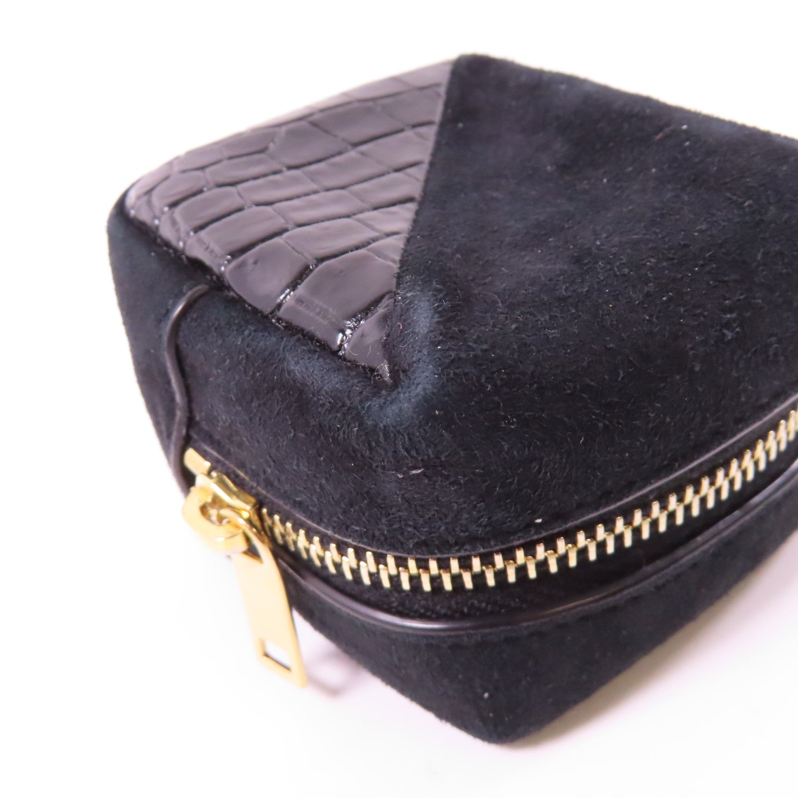SAINT LAURENT 牛皮皮革Coin purse金扣鎖匙包黑色