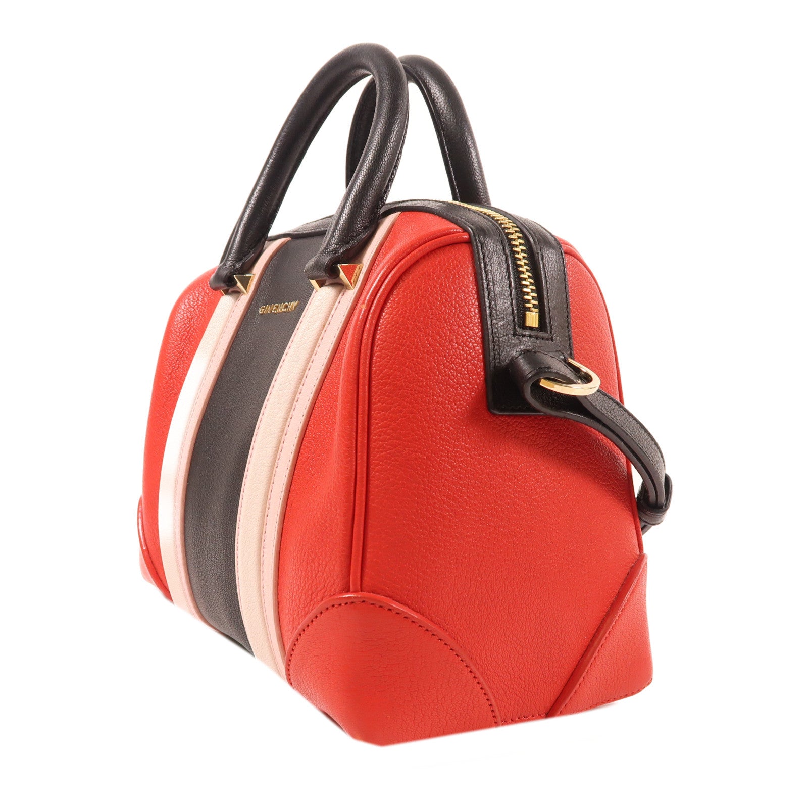 GIVENCHY 皮革Lucrezia Mini金扣肩背袋紅色/粉紅色/黑色