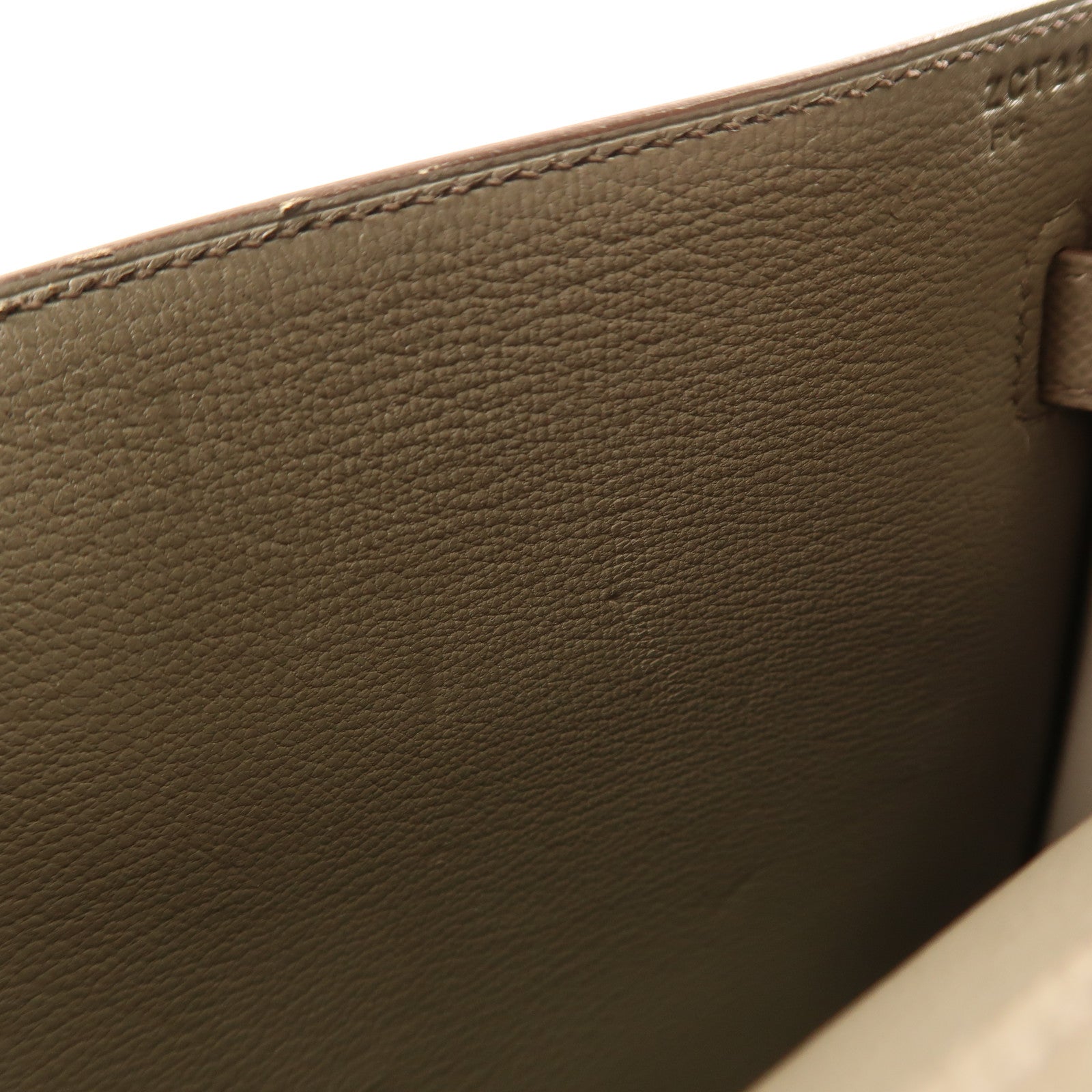 HERMES Epsom皮革Kelly Depeche 25銀扣手拿包Etoupe