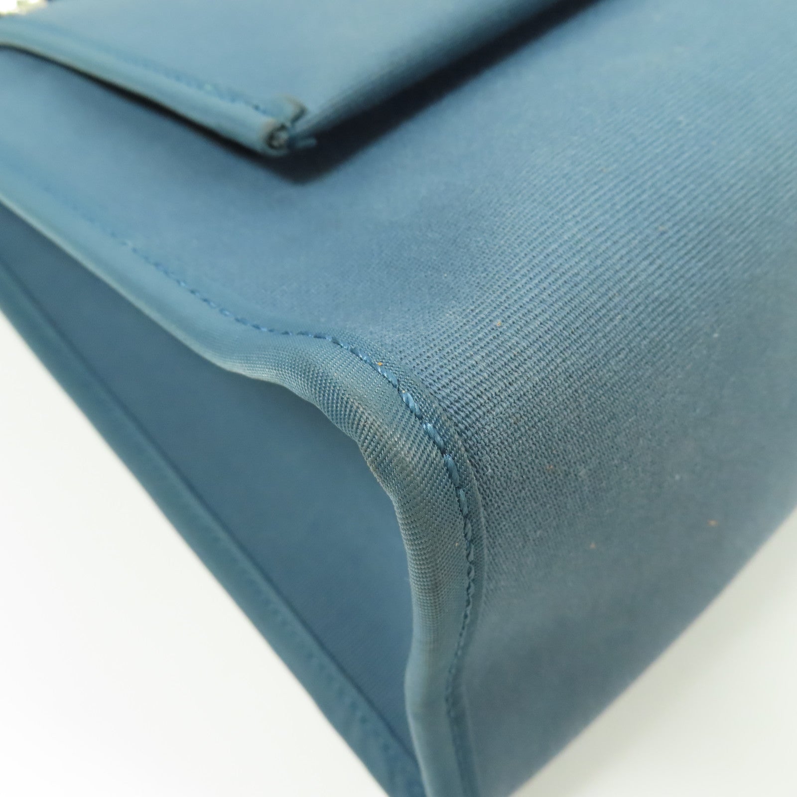 HERMES 帆布Herbag PM銀扣手挽肩背兩用袋Bleu Izmir