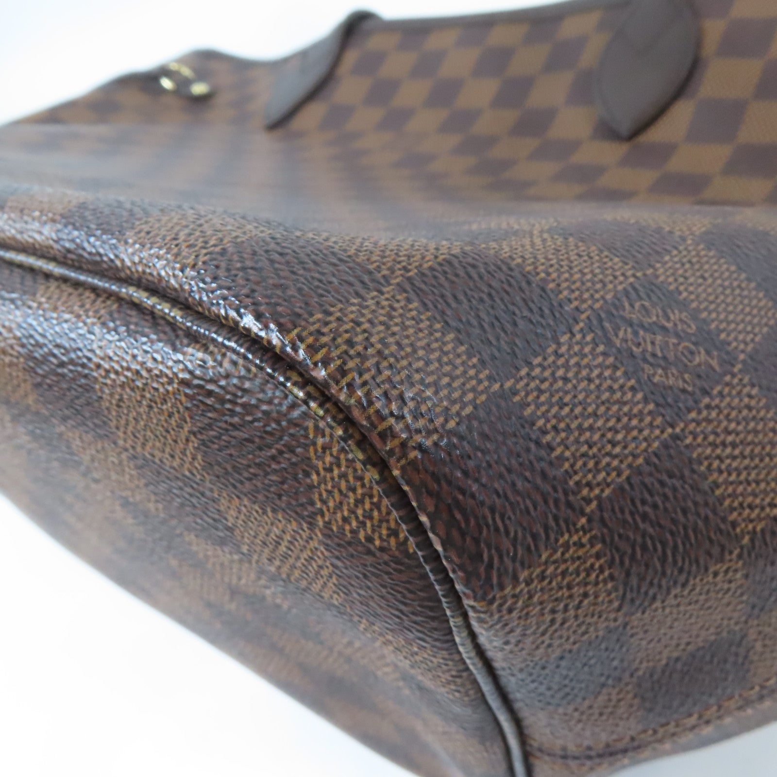 LOUIS VUITTON Damier Ebene Neverfull MM金扣手挽肩背兩用袋啡色
