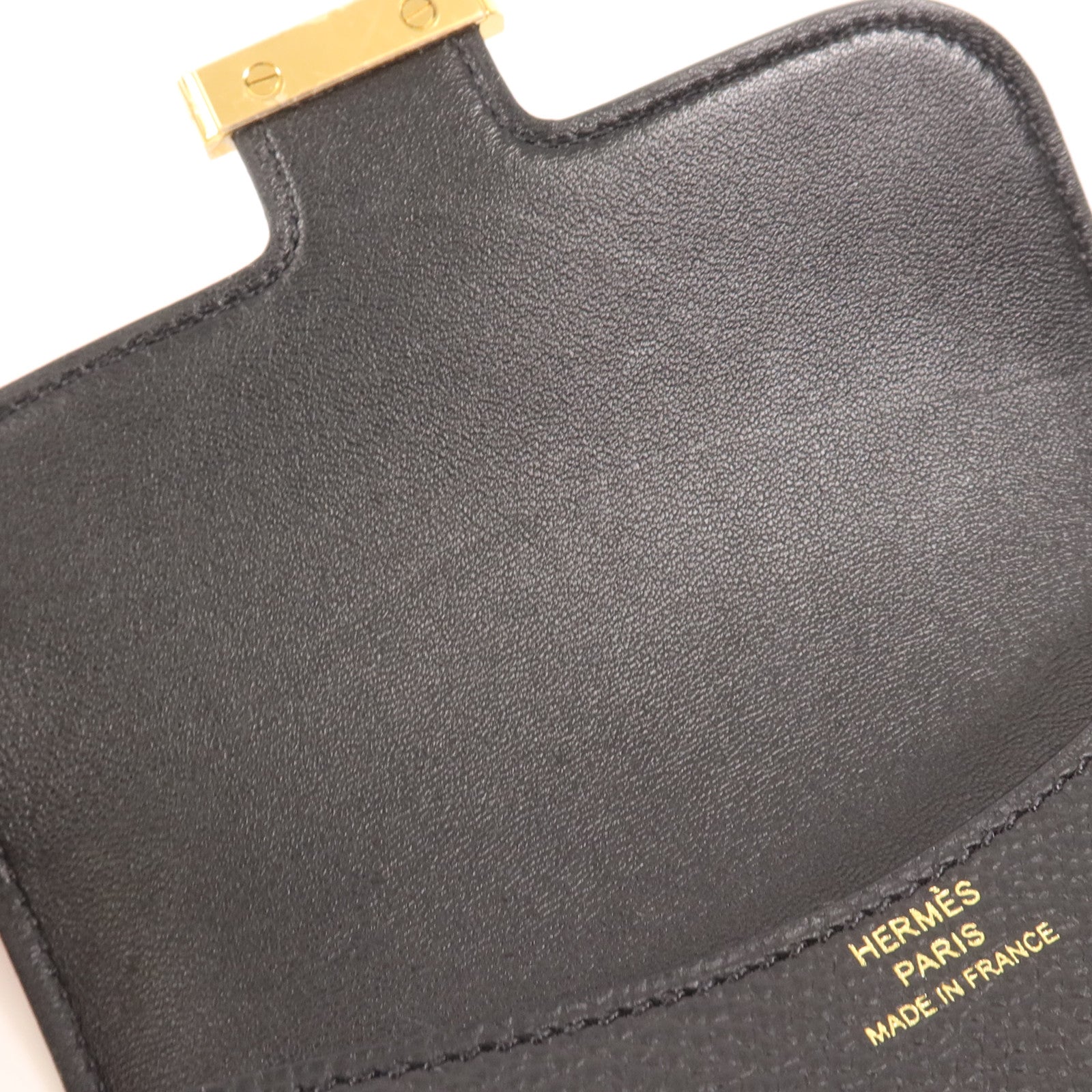 HERMES Epsom皮革Constance Slim金扣錢包Noir