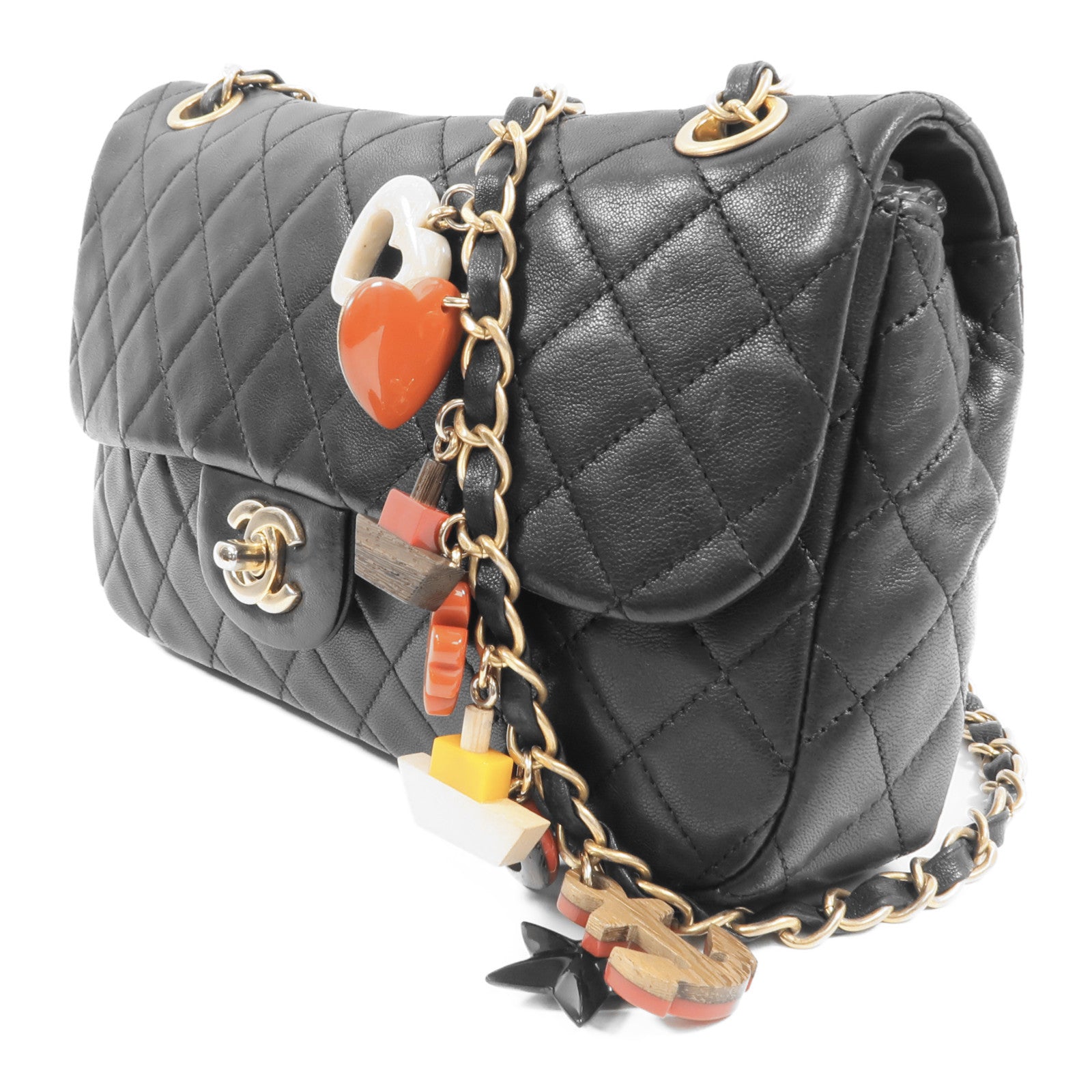 CHANEL 羊皮皮革Chain Shoulder金扣鏈帶肩背袋