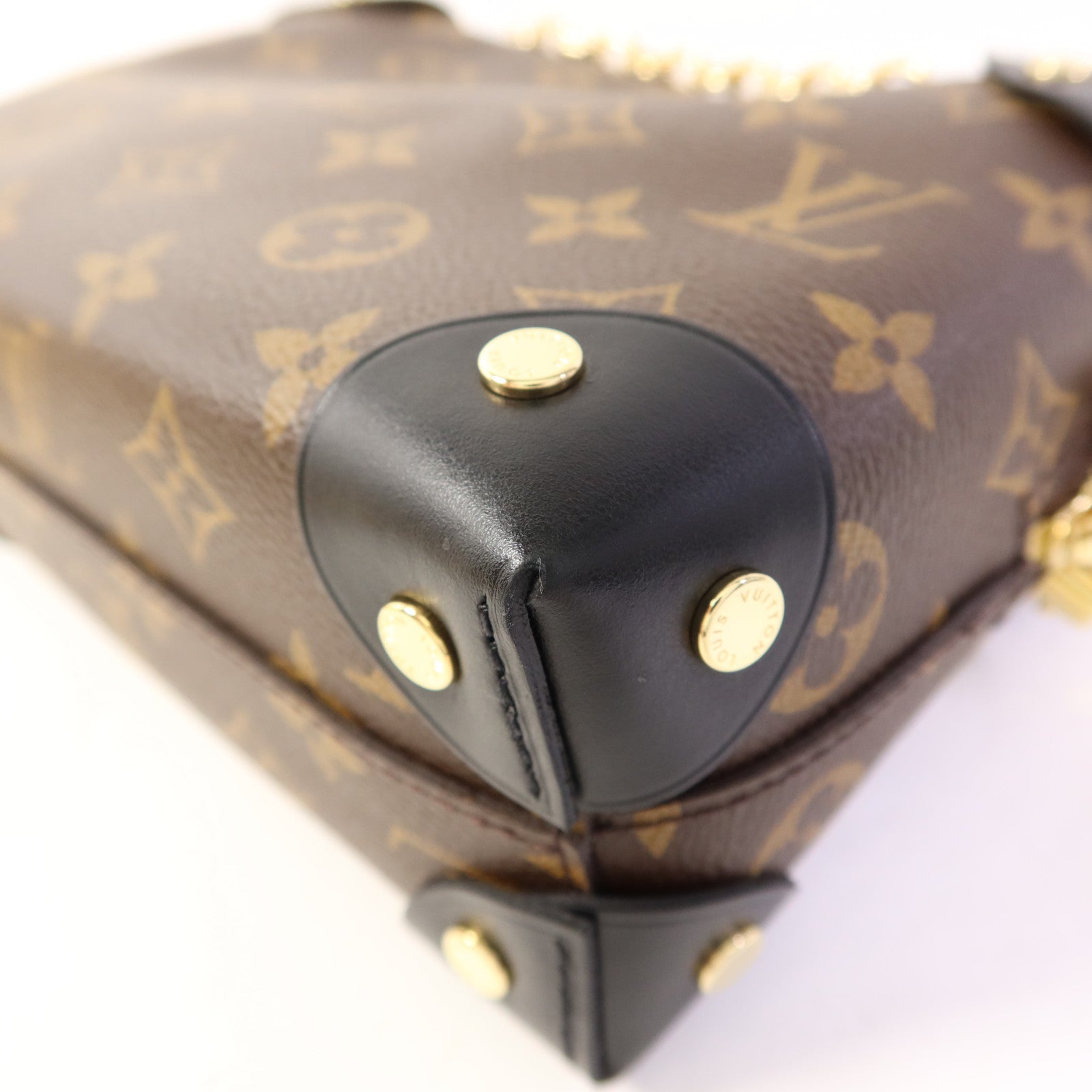 LOUIS VUITTON Monogram Petite Malle Souple金扣手挽肩背兩用袋棕色