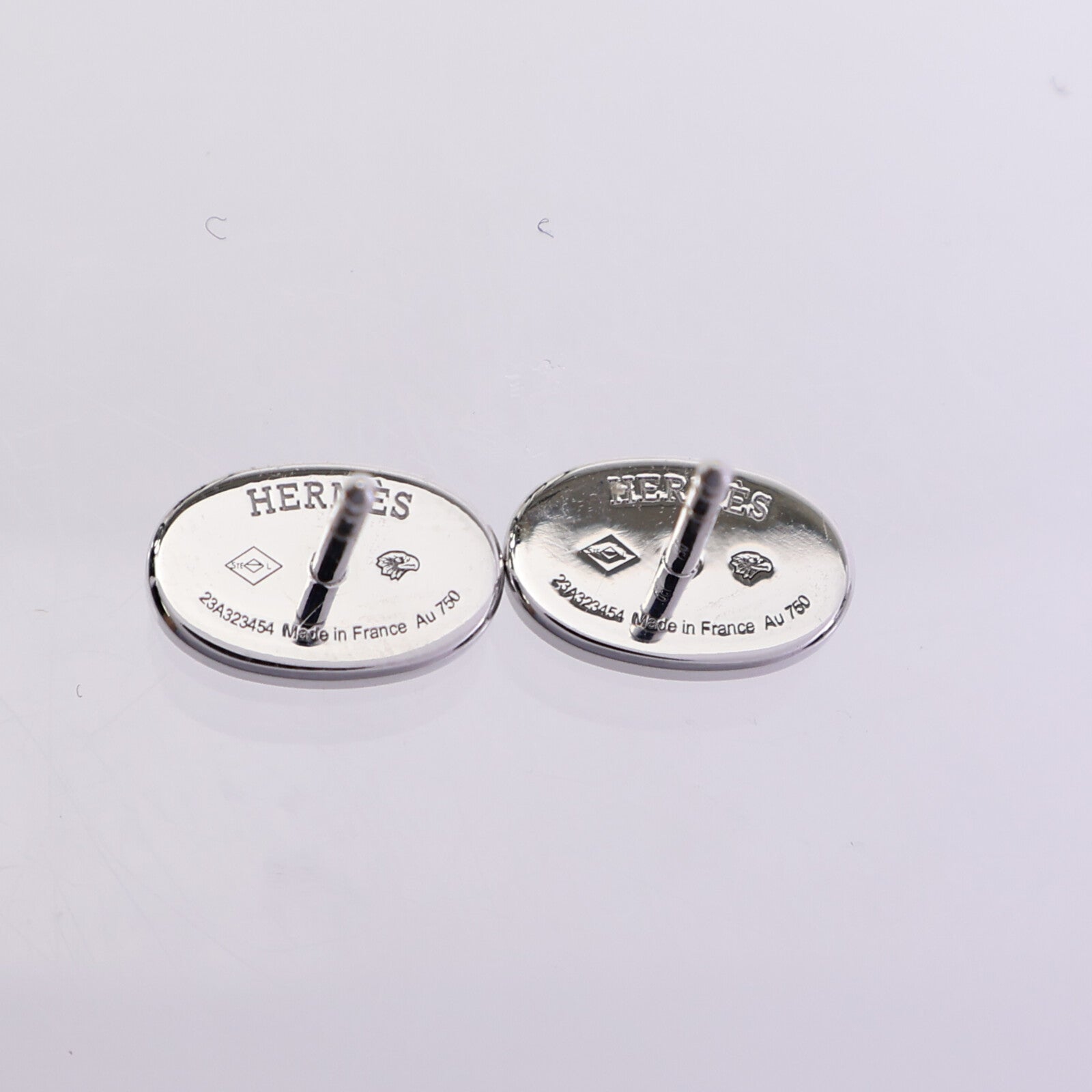 HERMES 18K白金Chaine d'ancre Contour Stud Earrings鑽石耳環