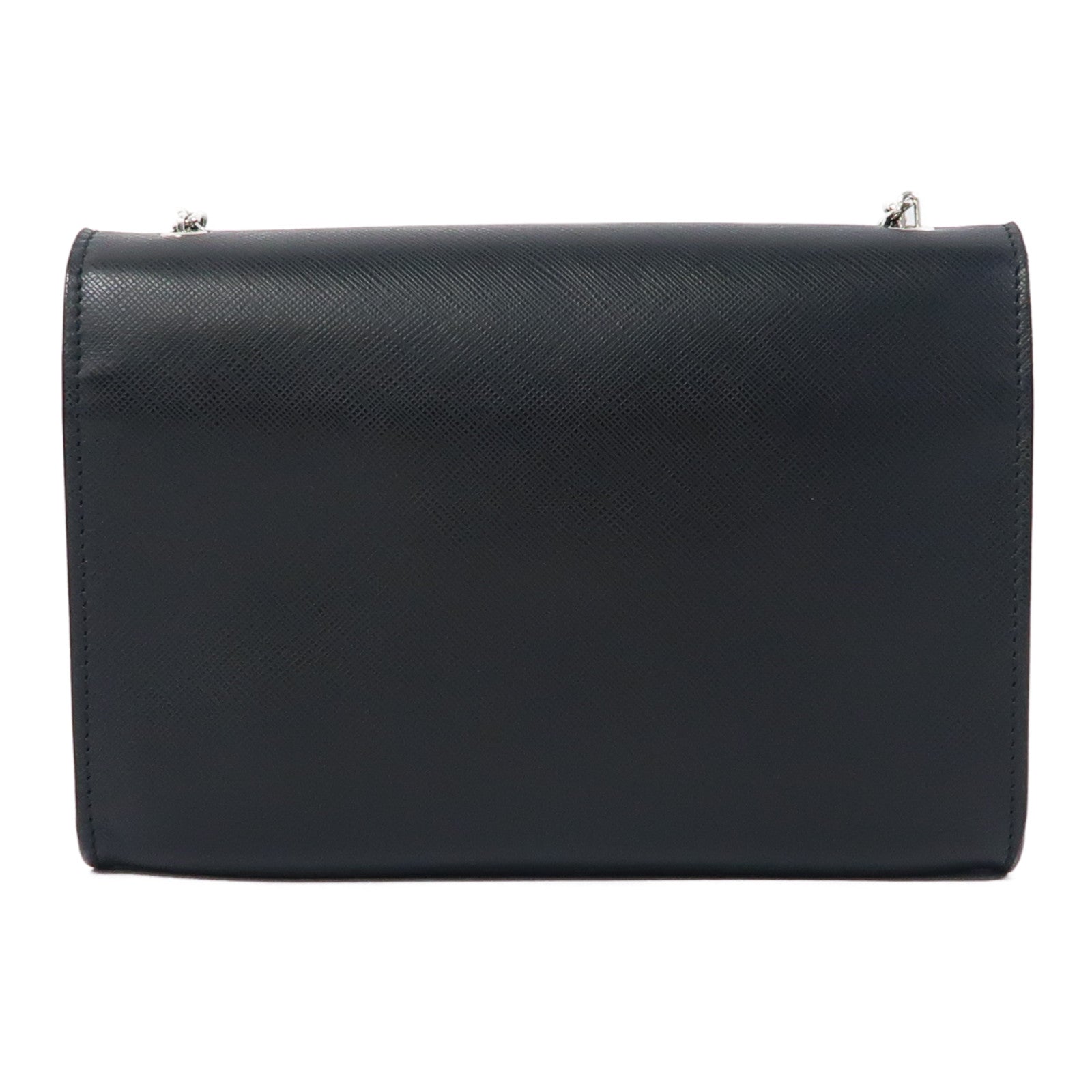 Salvatore Ferragamo 牛皮皮革Shoulder Bag銀扣鏈帶肩背袋黑色