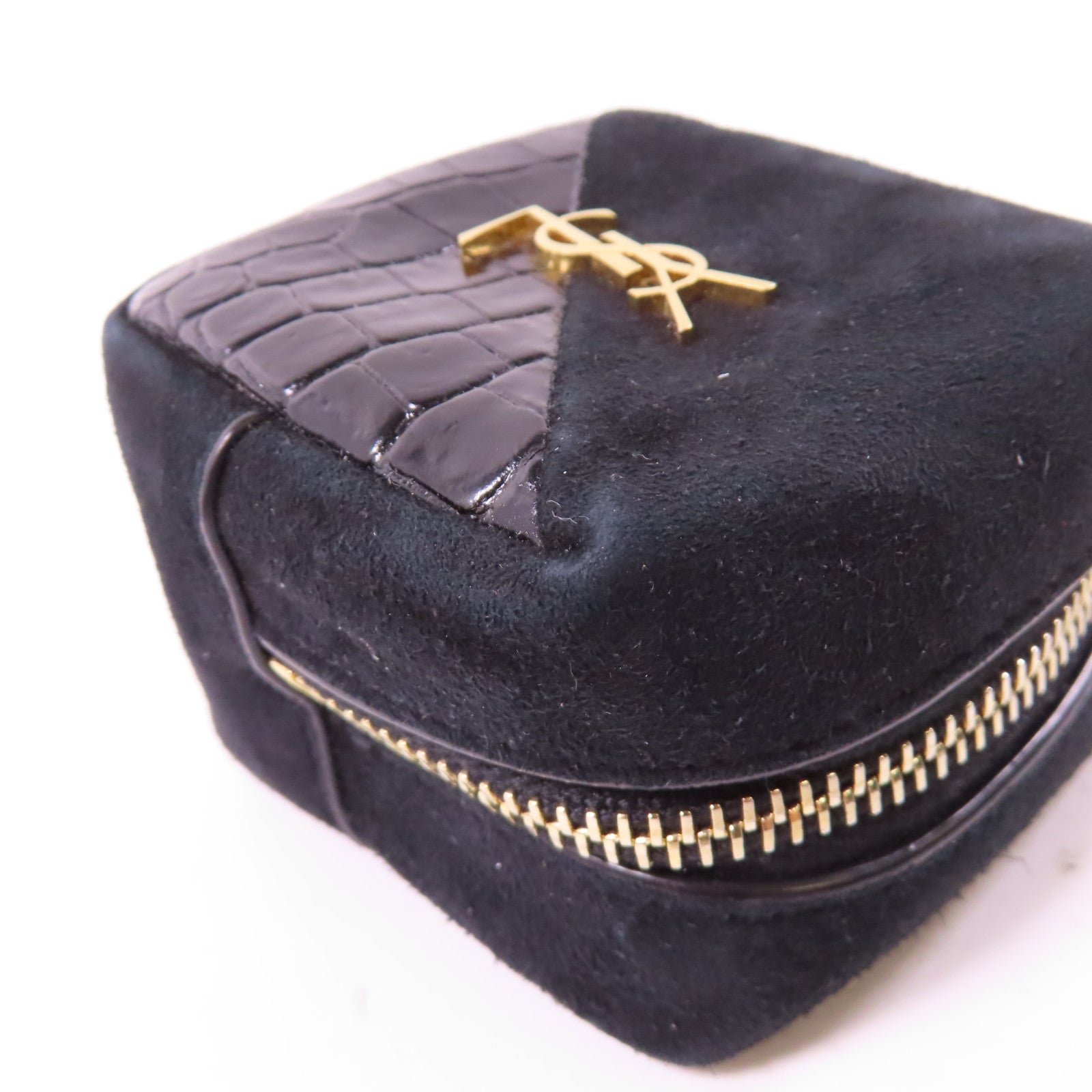 SAINT LAURENT 牛皮皮革Coin purse金扣鎖匙包黑色