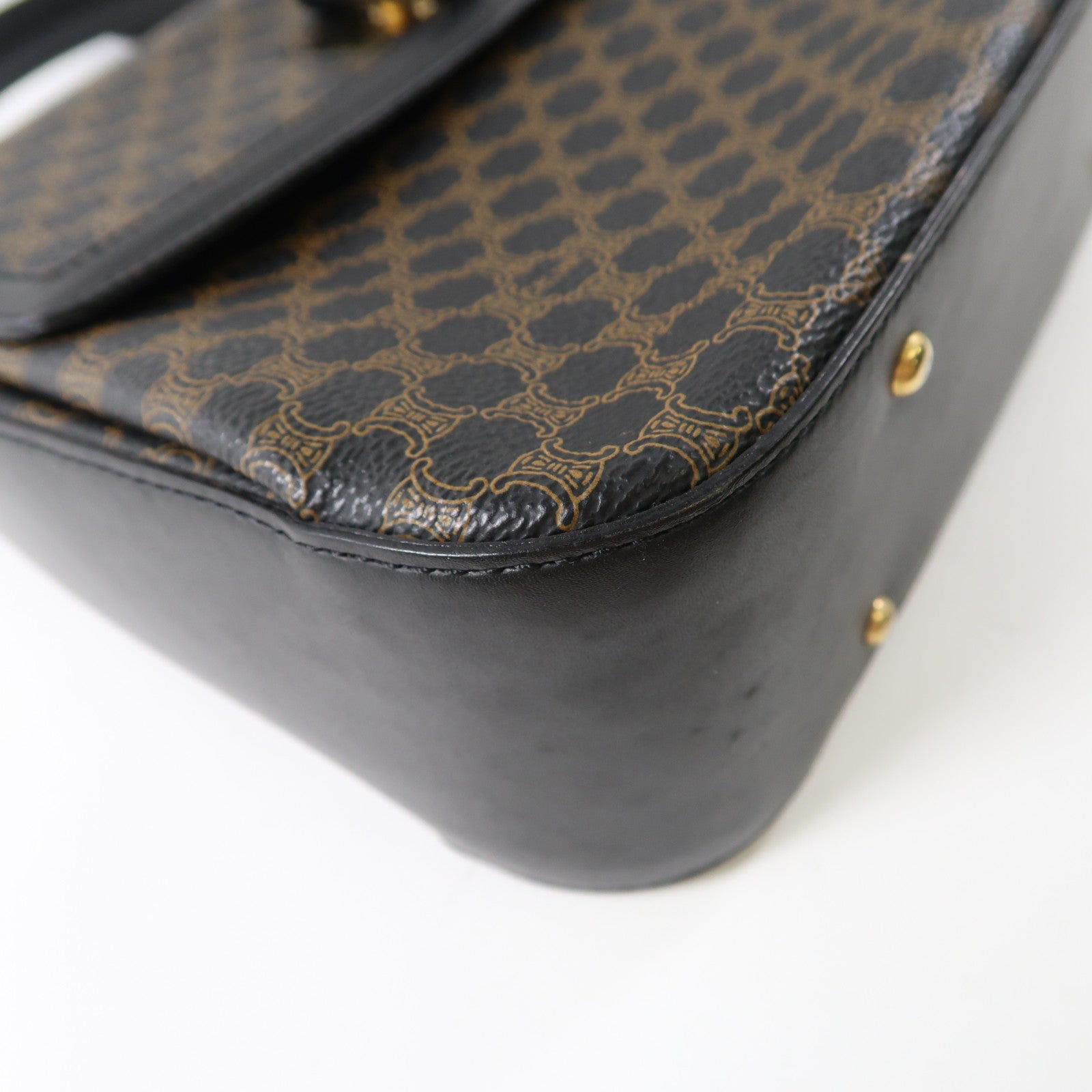 CELINE 牛皮皮革Vintage 2 Way Bag金扣手挽肩背兩用袋黑色/啡色