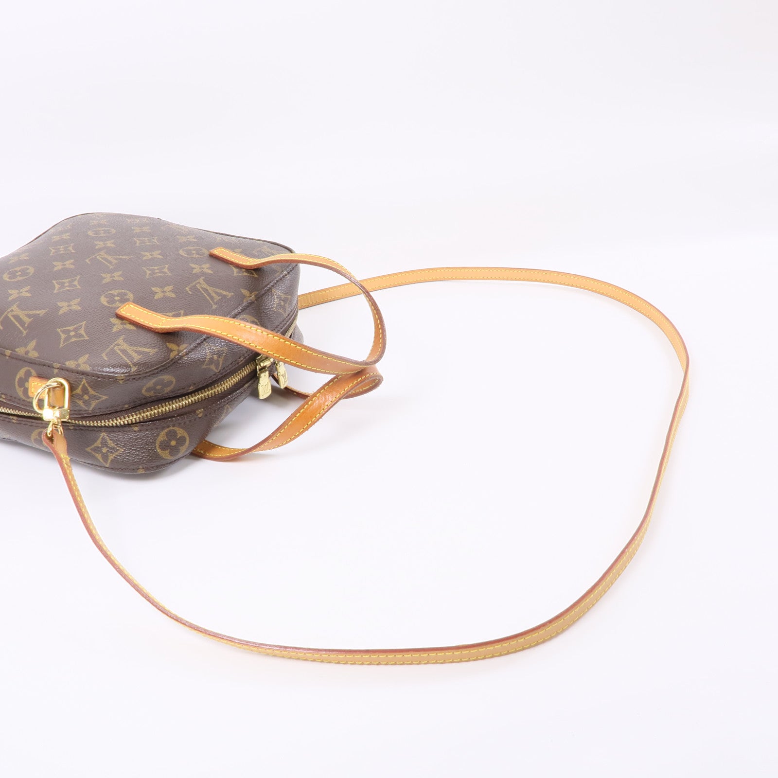 LOUIS VUITTON Monogram Spontini金扣手挽肩背兩用袋棕色