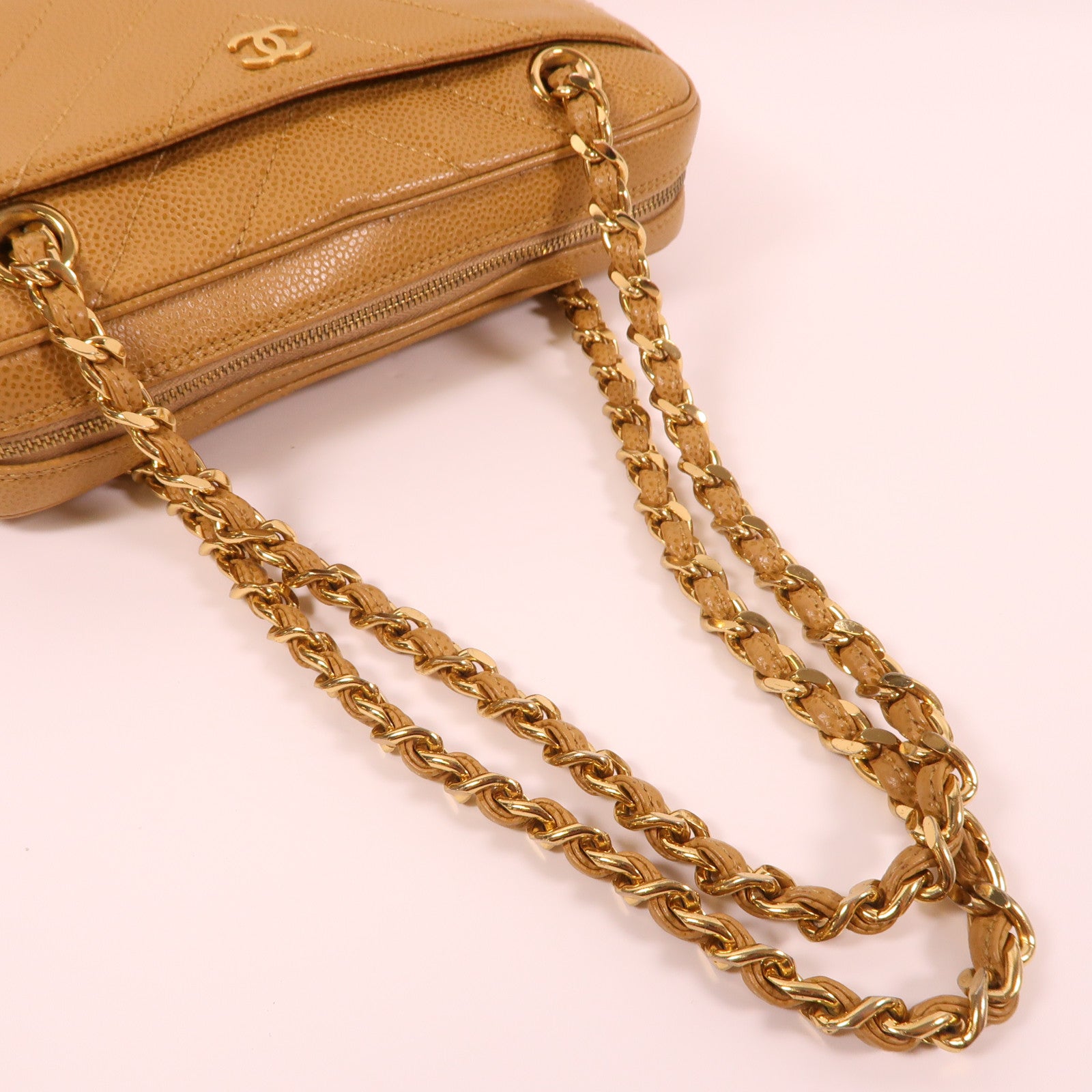 CHANEL 牛皮皮革Vintage Chain Bag金扣鏈帶肩背袋