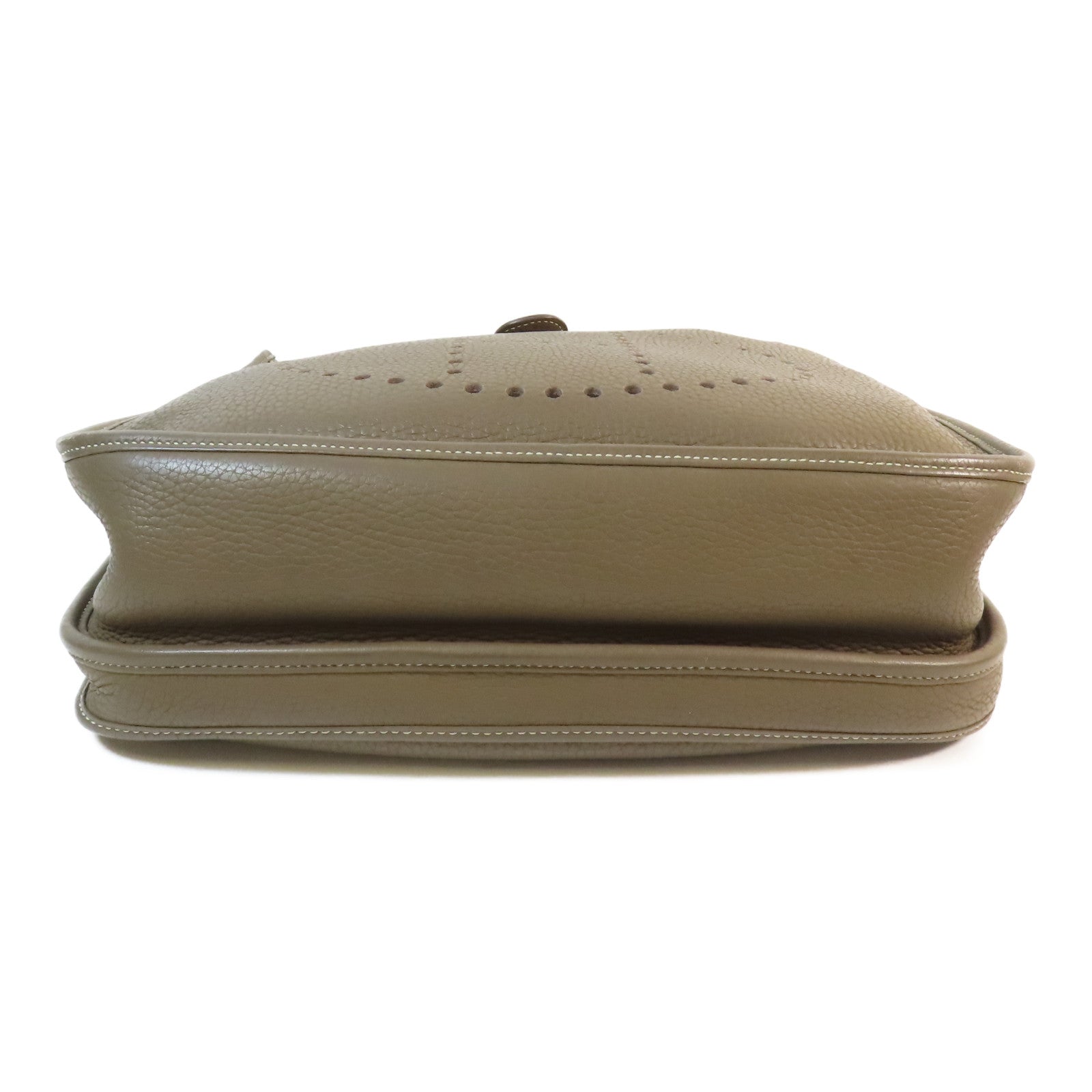 HERMES Clemence皮革Evelyne GM 銀扣肩背袋Etoupe