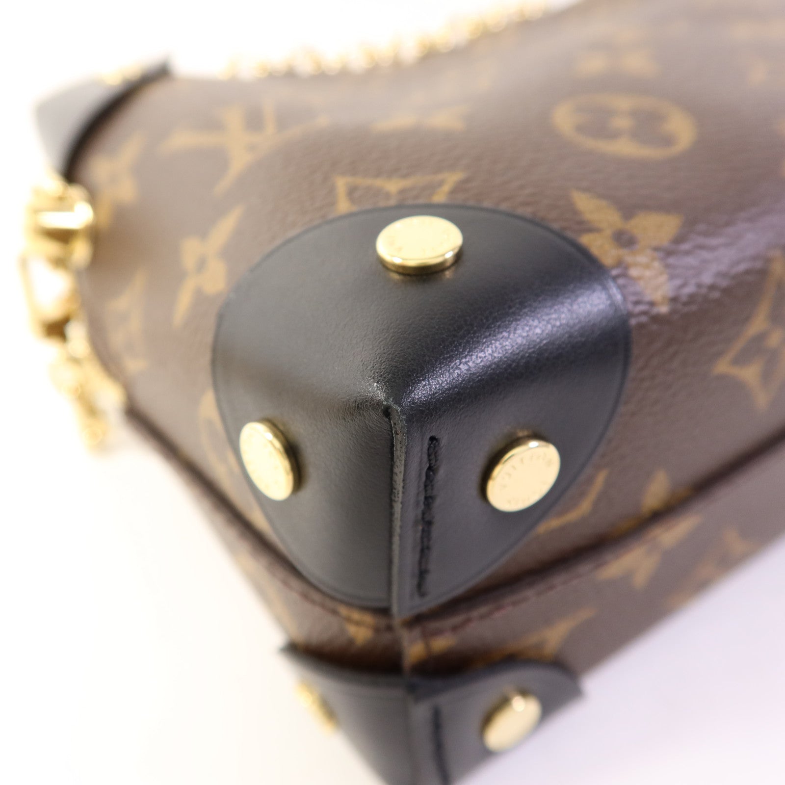 LOUIS VUITTON Monogram Petite Malle Souple金扣手挽肩背兩用袋棕色