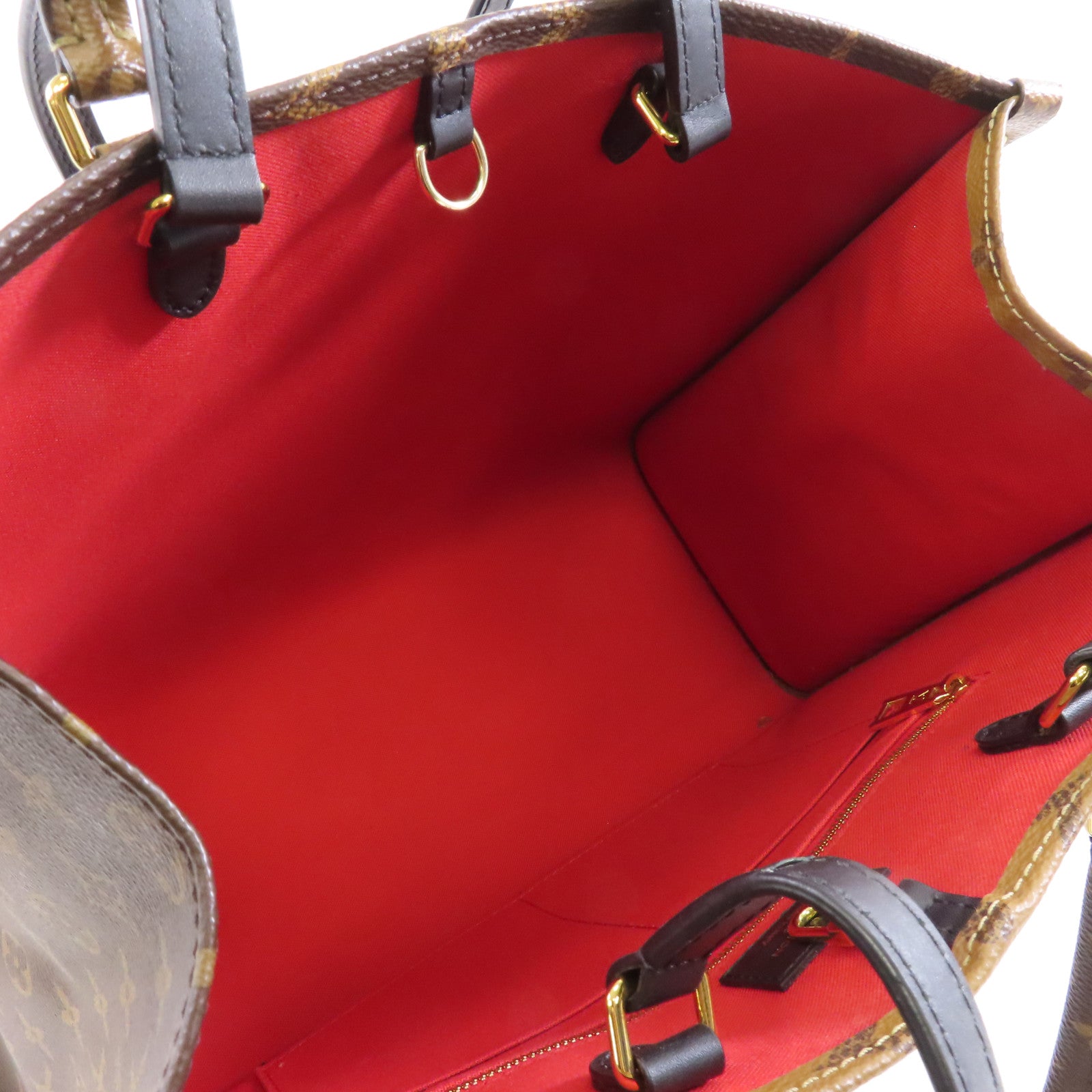 LOUIS VUITTON Monogram Giant On The Go MM金扣手挽肩背兩用袋啡色