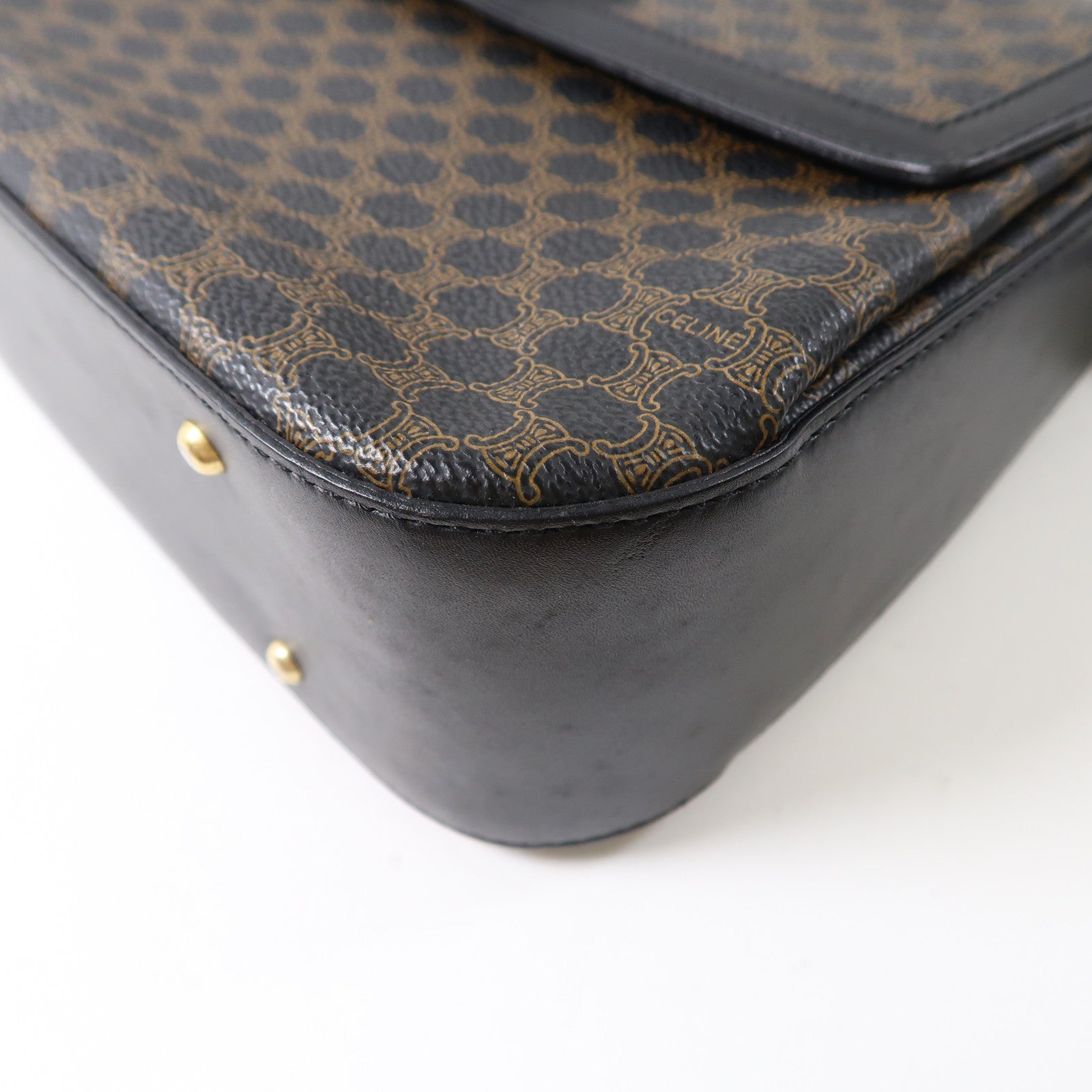CELINE 牛皮皮革Vintage 2 Way Bag金扣手挽肩背兩用袋黑色/啡色