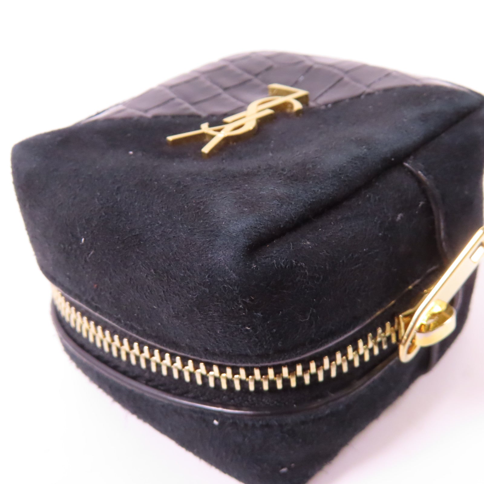 SAINT LAURENT 牛皮皮革Coin purse金扣鎖匙包黑色
