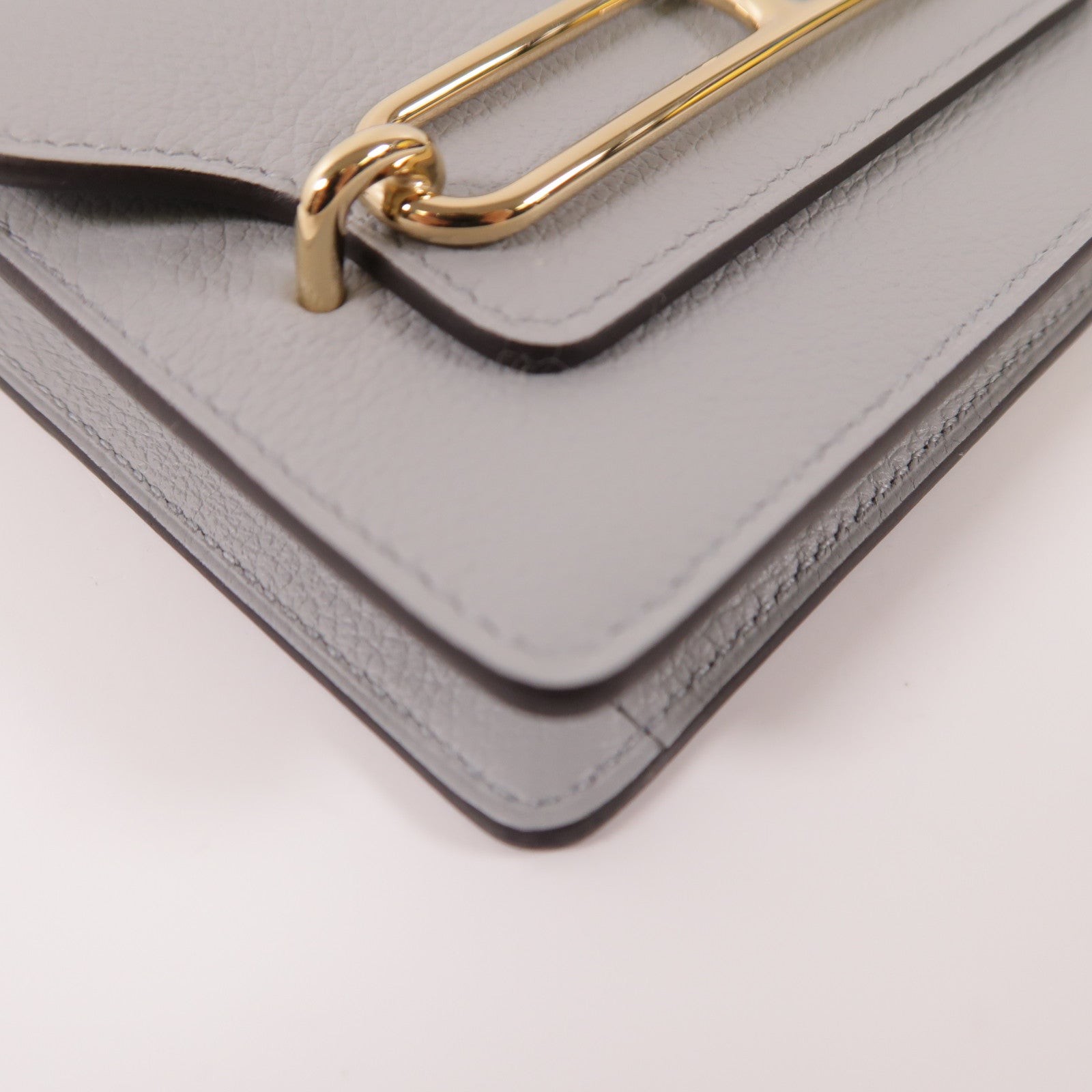 HERMES Evercolor皮革Roulis Silm金扣錢包08 Bleu Pale