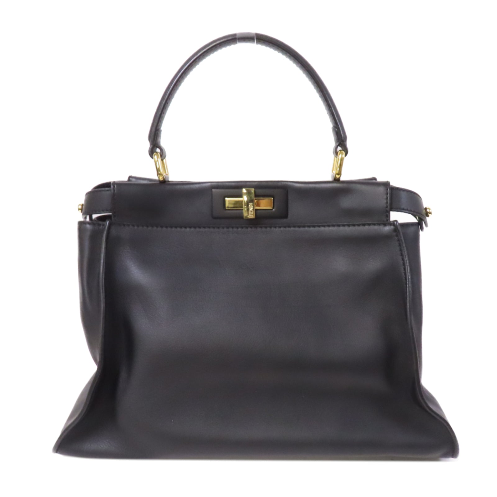 FENDI 牛皮皮革Hand Bag金扣手挽袋黑色