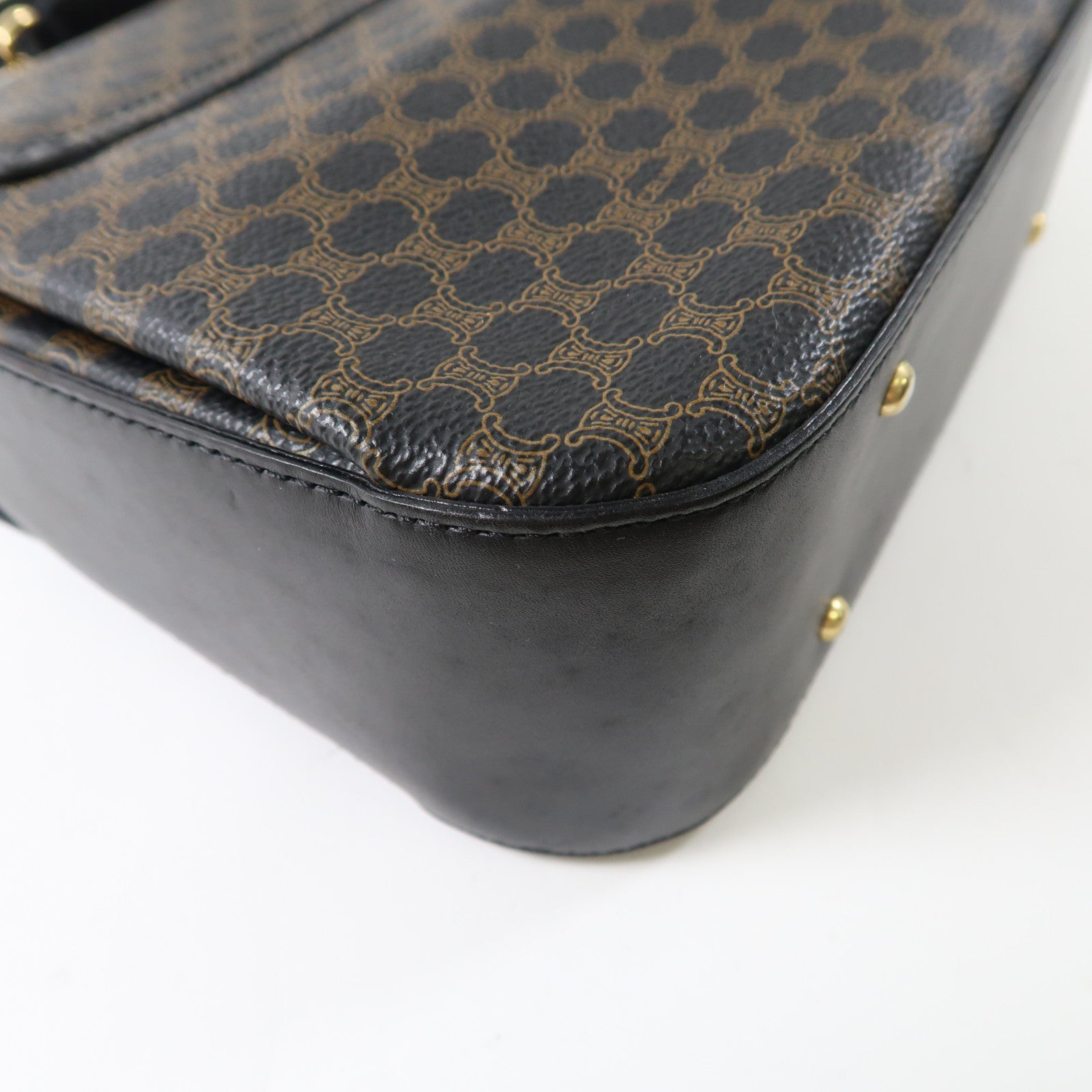 CELINE 牛皮皮革Vintage 2 Way Bag金扣手挽肩背兩用袋黑色/啡色