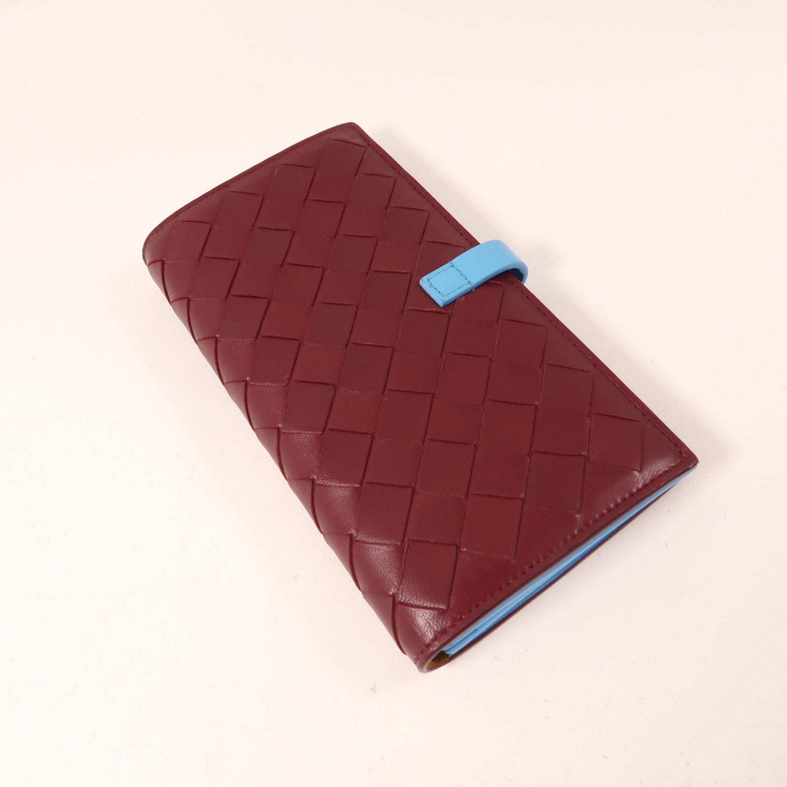 BOTTEGA VENETA 牛皮皮革Wallet金扣長錢包紅色/藍色