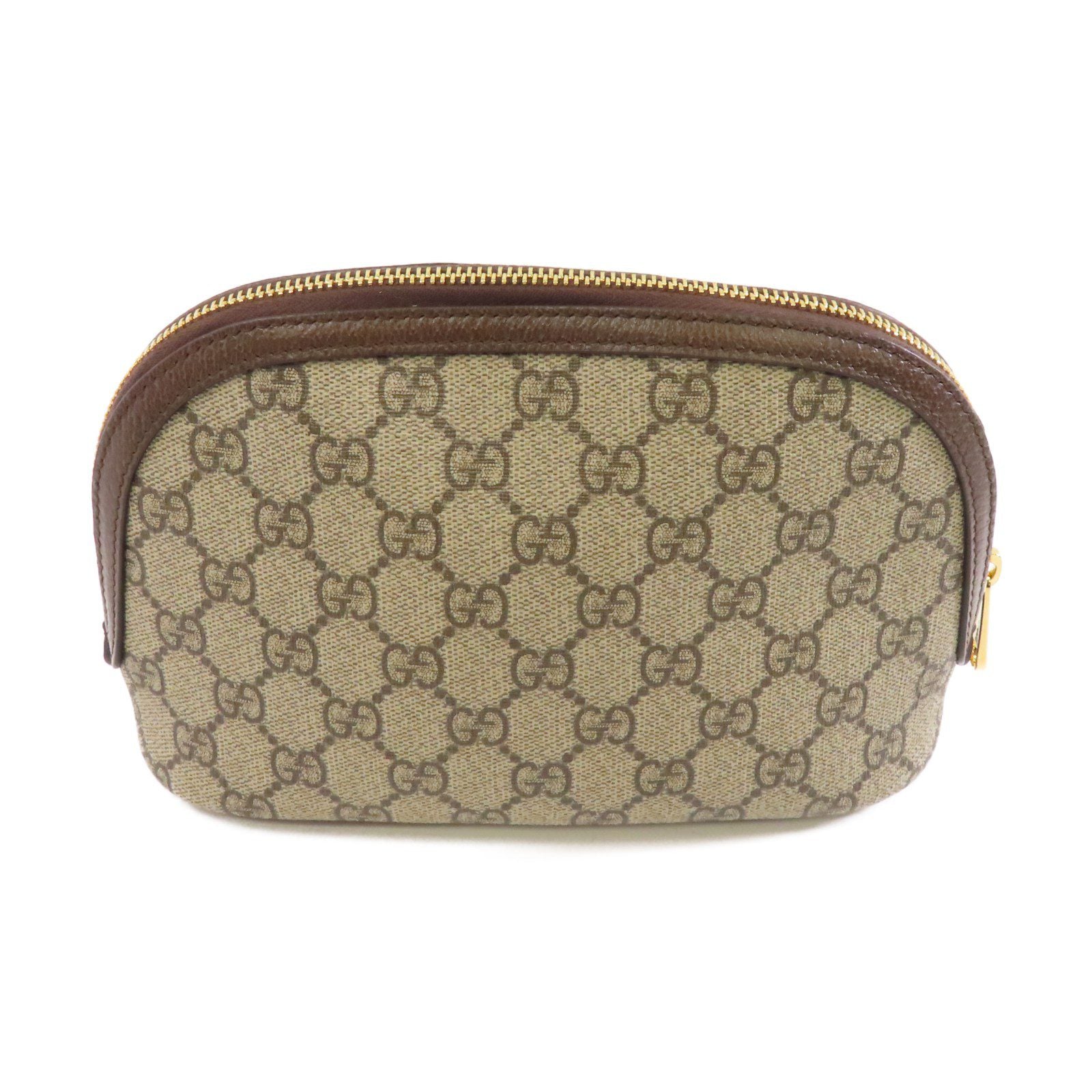 GUCCI 塗層帆布Clutch Bag金扣手拿包棕色
