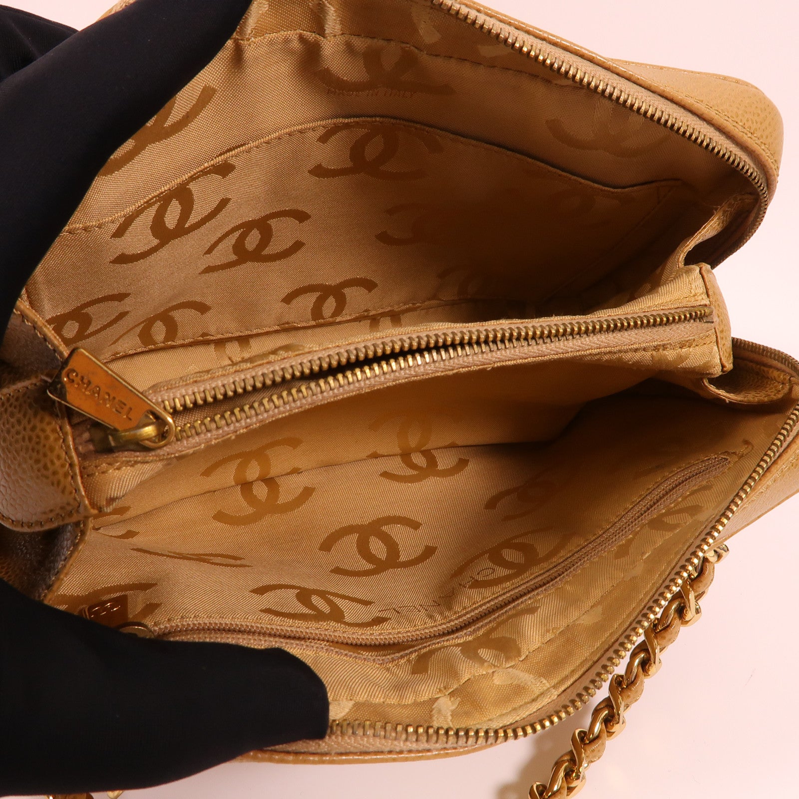 CHANEL 牛皮皮革Vintage Chain Bag金扣鏈帶肩背袋