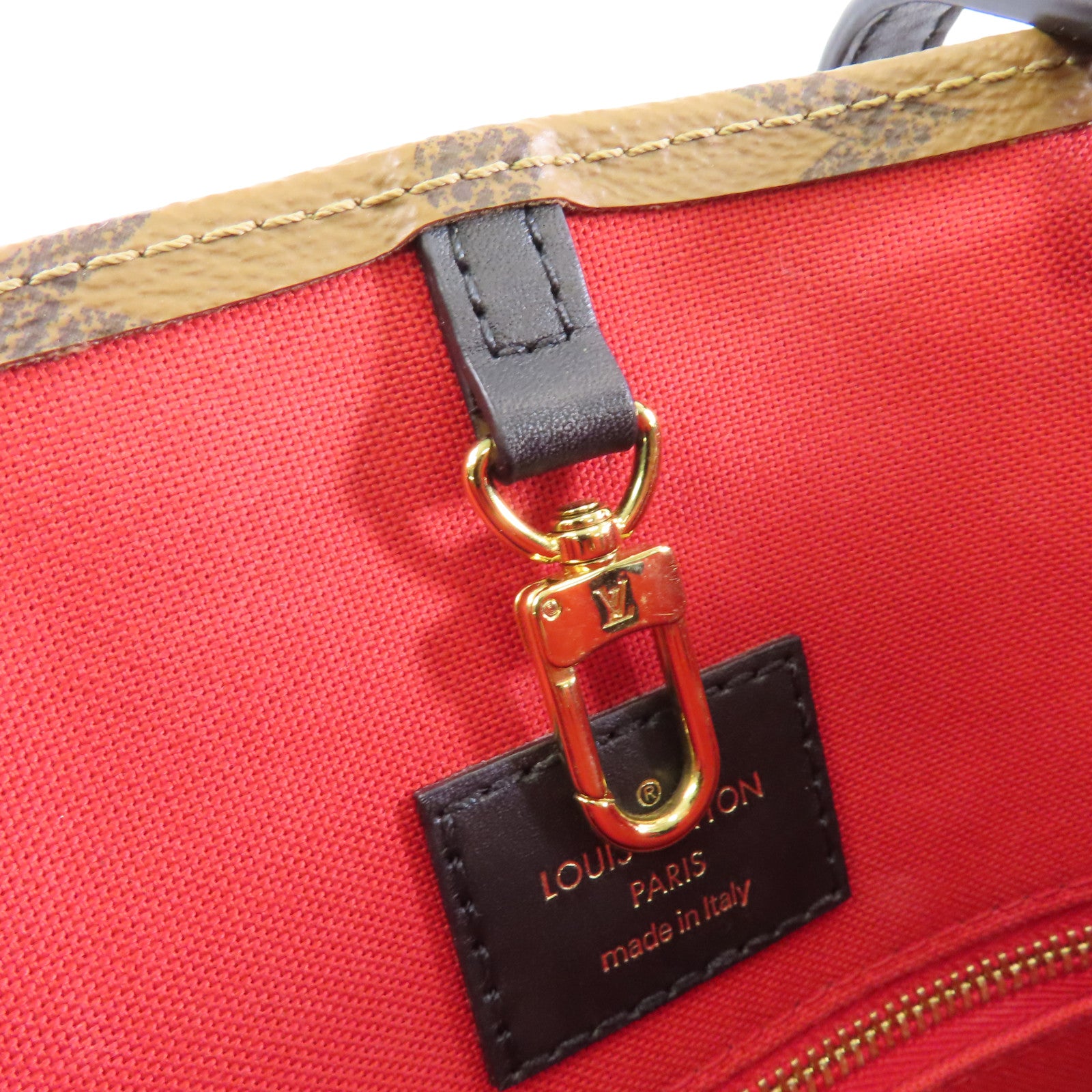 LOUIS VUITTON Monogram Giant On The Go MM金扣手挽肩背兩用袋啡色