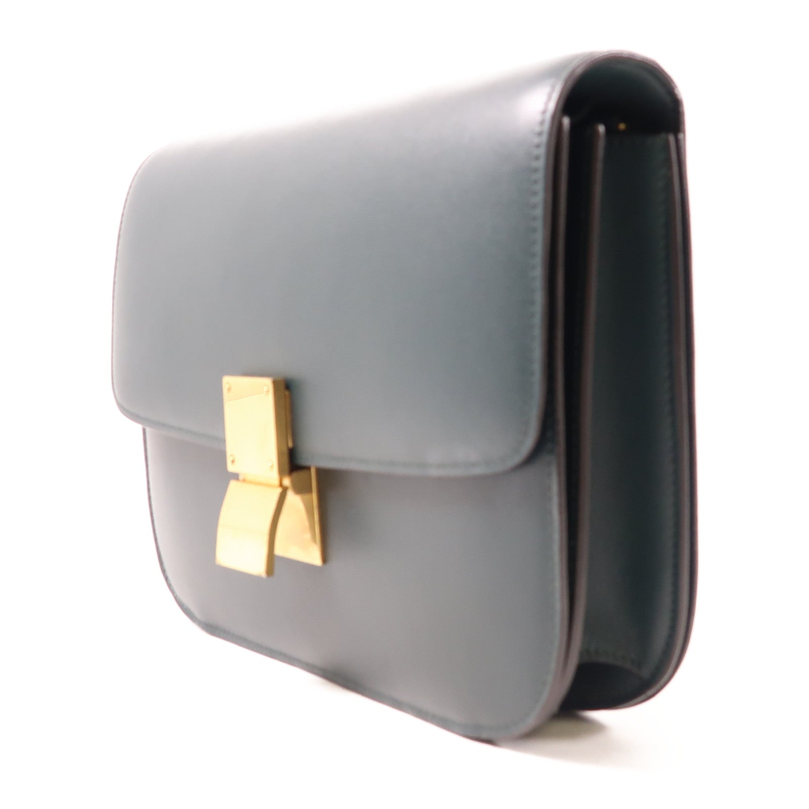 CELINE 牛皮皮革Classic Box金扣肩背袋綠色