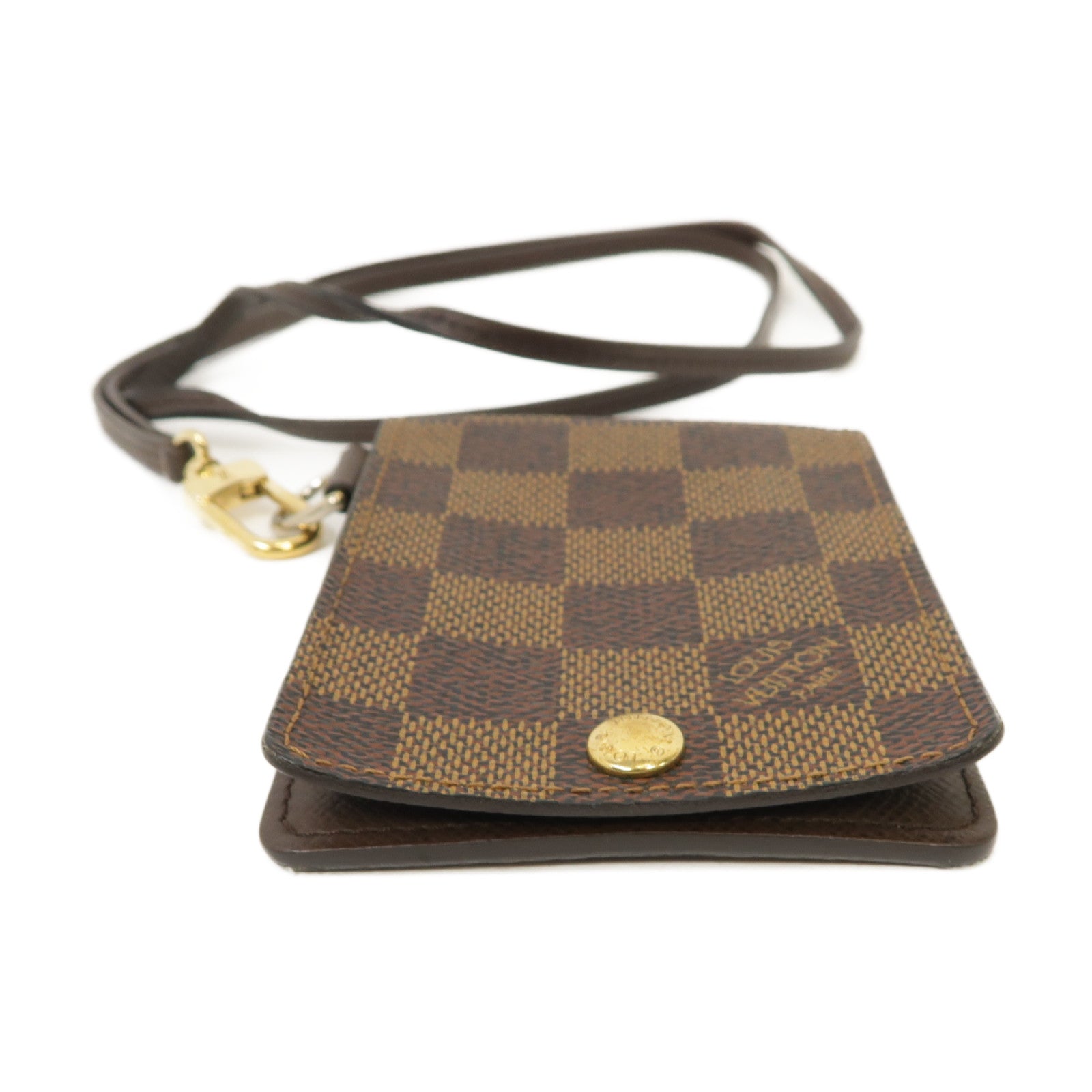 LOUIS VUITTON Damier Porte Cartes ID Bandouliere Case金扣卡片套Ebene