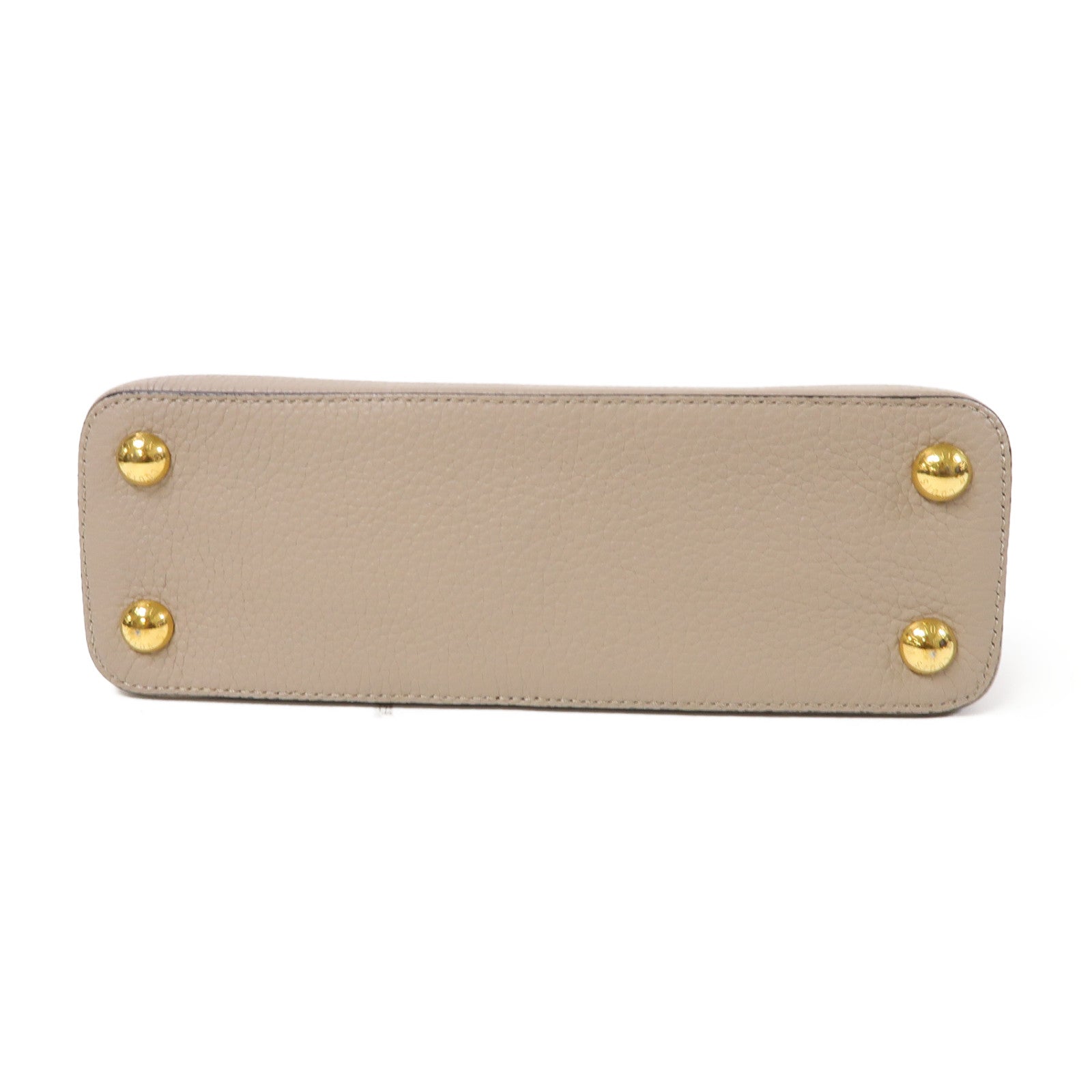 LOUIS VUITTON 牛皮皮革Capucines BB金扣手挽肩背兩用袋米色