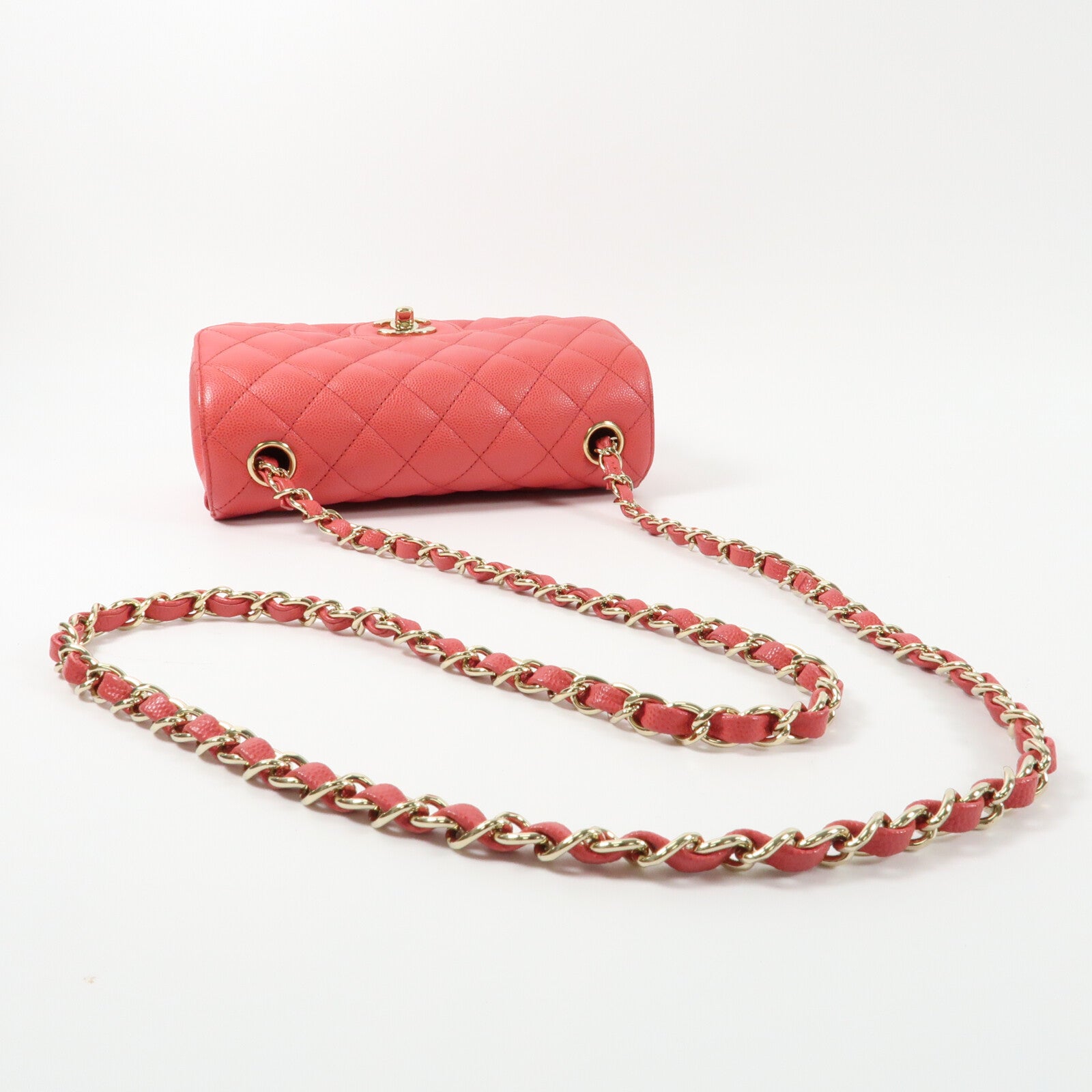 CHANEL 牛皮皮革Mini Classic 20金扣鏈帶肩背袋
