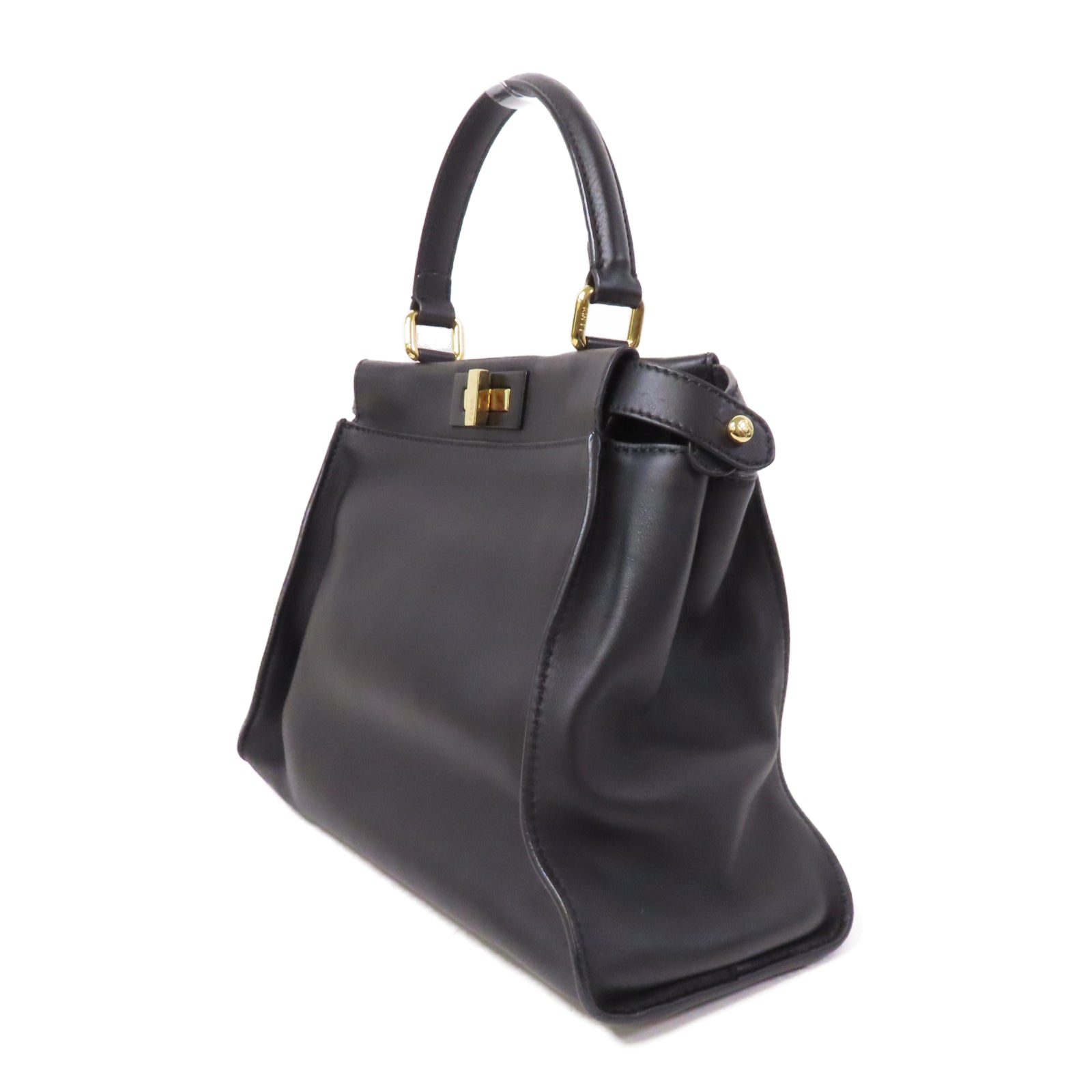 FENDI 牛皮皮革Hand Bag金扣手挽袋黑色