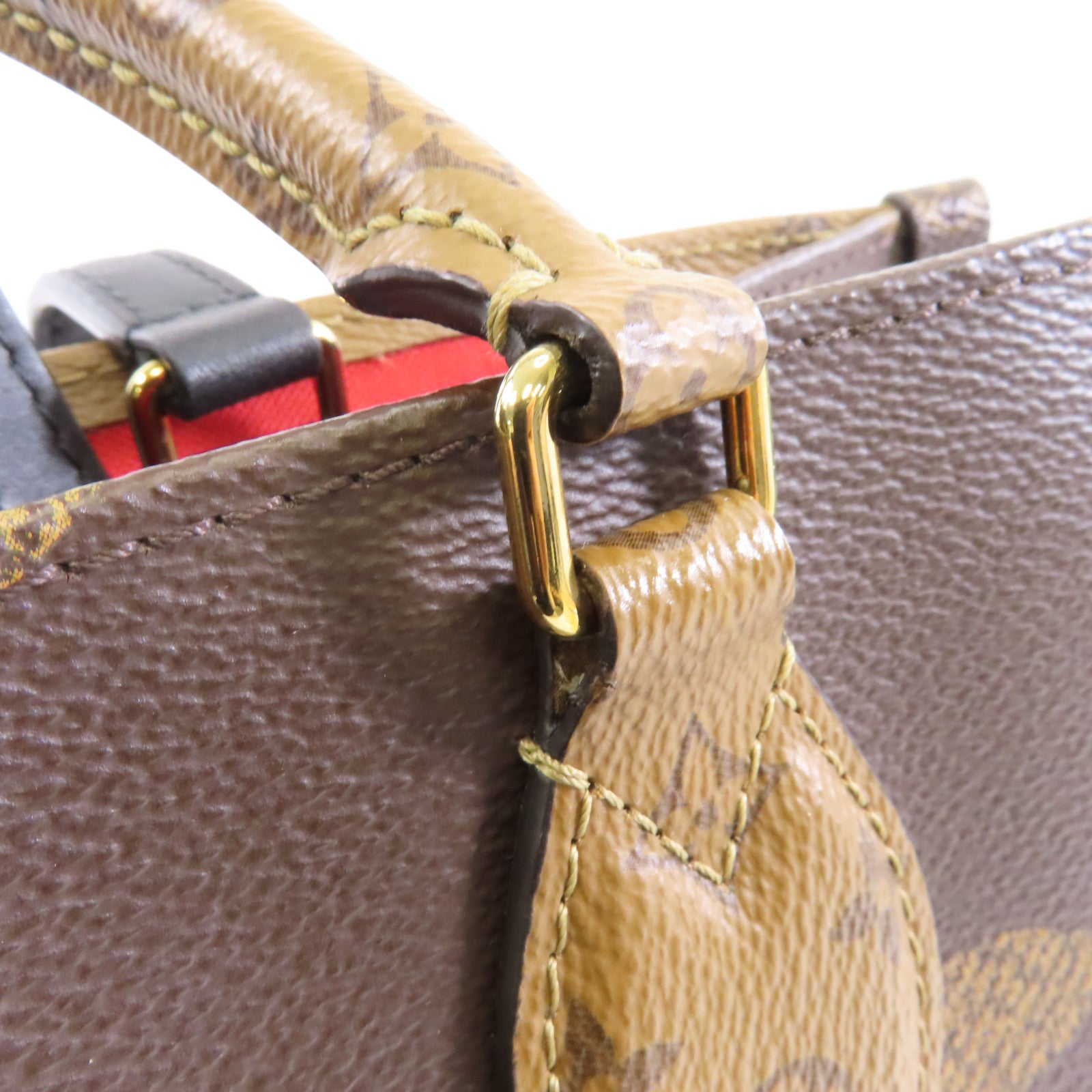 LOUIS VUITTON Monogram Giant On The Go MM金扣手挽肩背兩用袋啡色