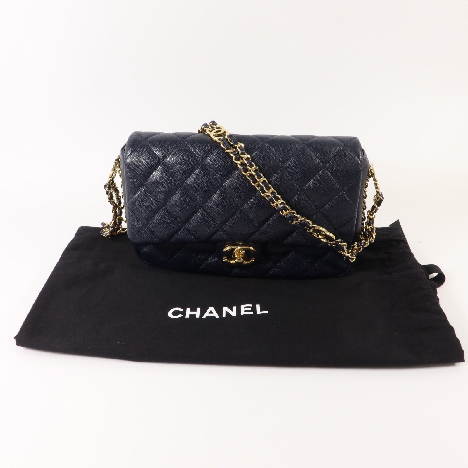 CHANEL 牛皮皮革Chain Shoulder鏈帶肩背袋