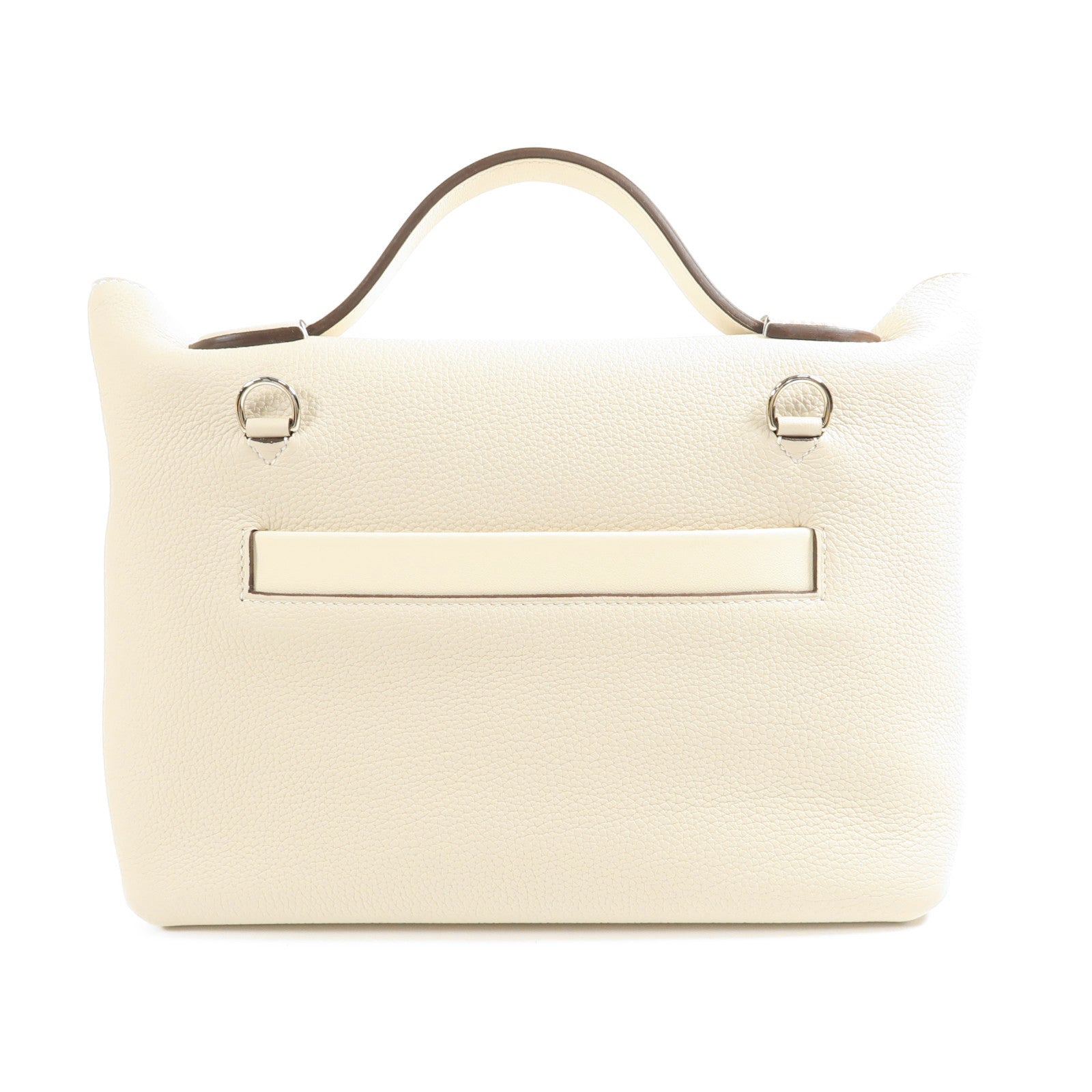 HERMES PHW 24/24 2Way Shoulder Hand Bag Togo Leather/Swift Leather Nata White