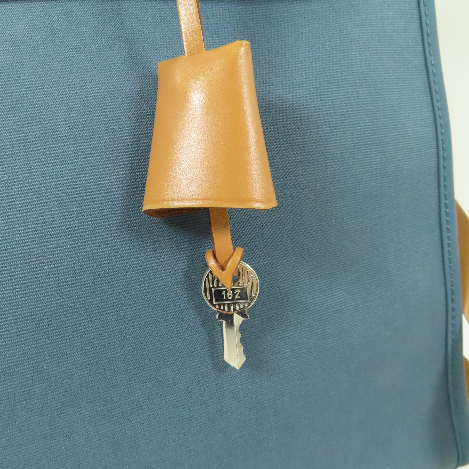 HERMES 帆布Herbag PM銀扣手挽肩背兩用袋Bleu Izmir