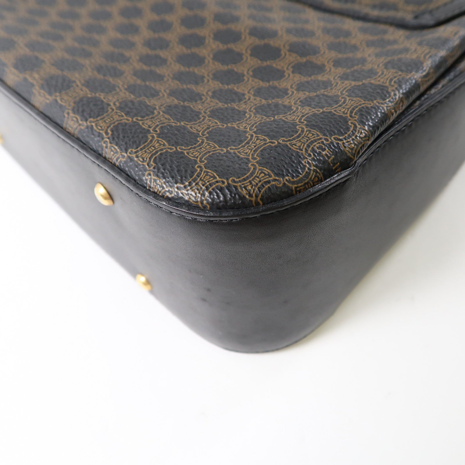 CELINE 牛皮皮革Vintage 2 Way Bag金扣手挽肩背兩用袋黑色/啡色