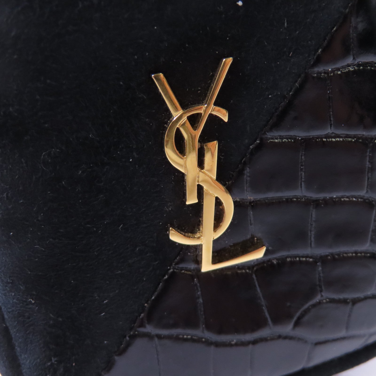 SAINT LAURENT 牛皮皮革Coin purse金扣鎖匙包黑色