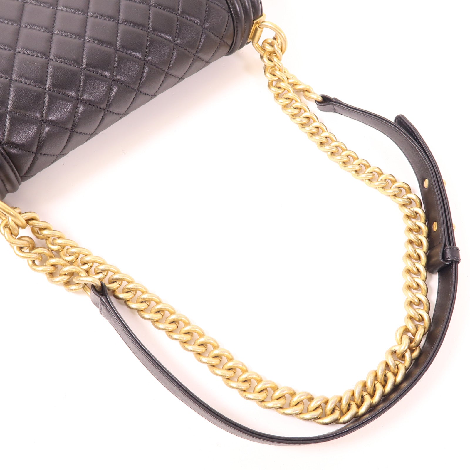 CHANEL CC GHW Boy 25 Shoulder Bag A67086 Calfkin Leather Black