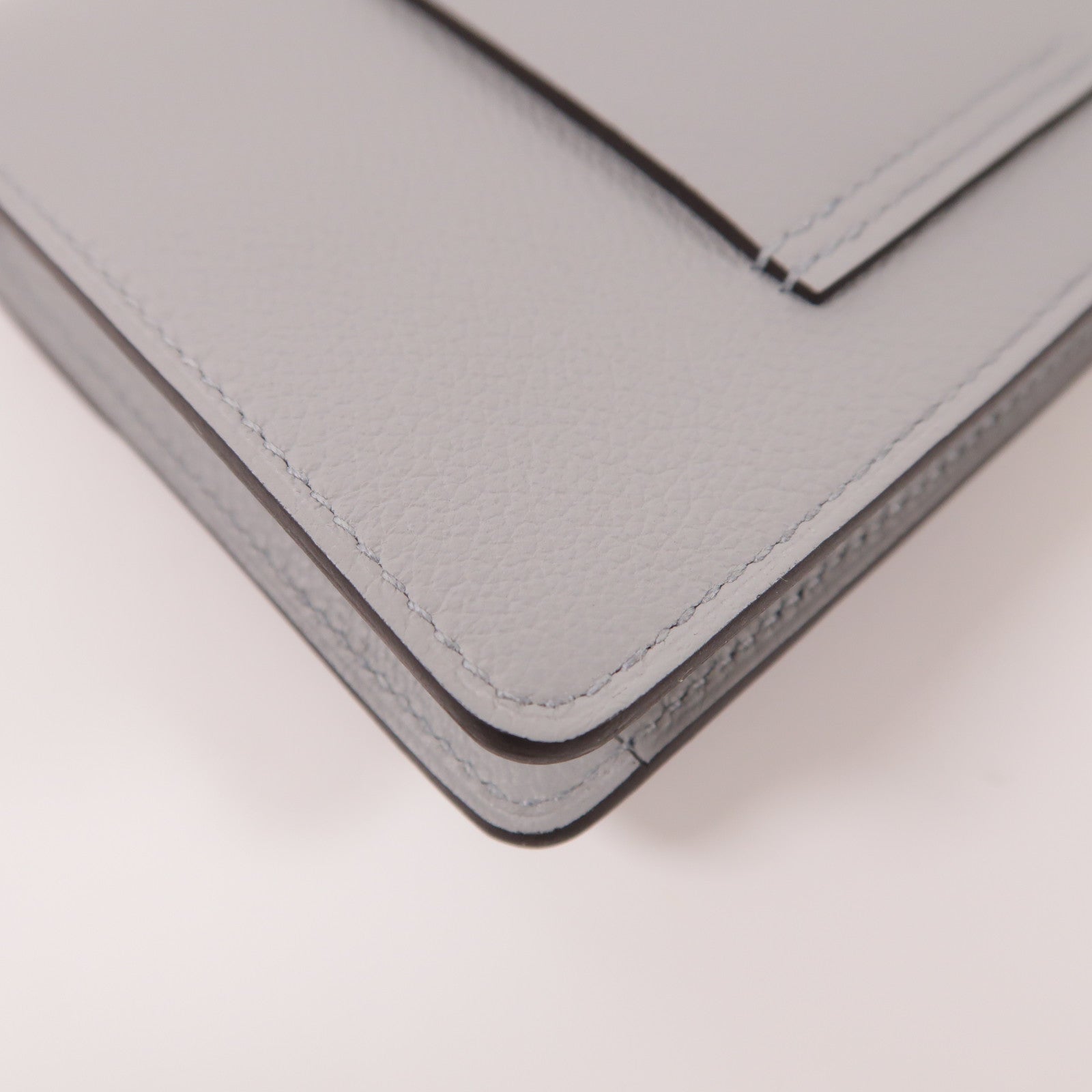 HERMES 【激減優惠】Evercolor皮革Roulis Silm金扣錢包08 Bleu Pale