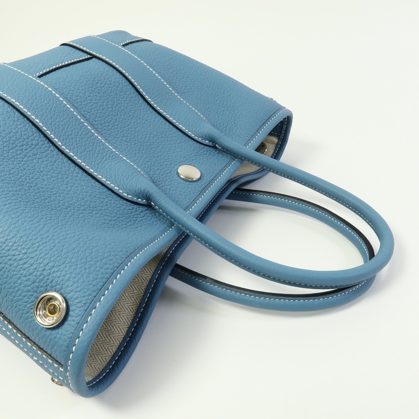 HERMES Country皮革Mini Garden Party手挽袋New Blue Jean