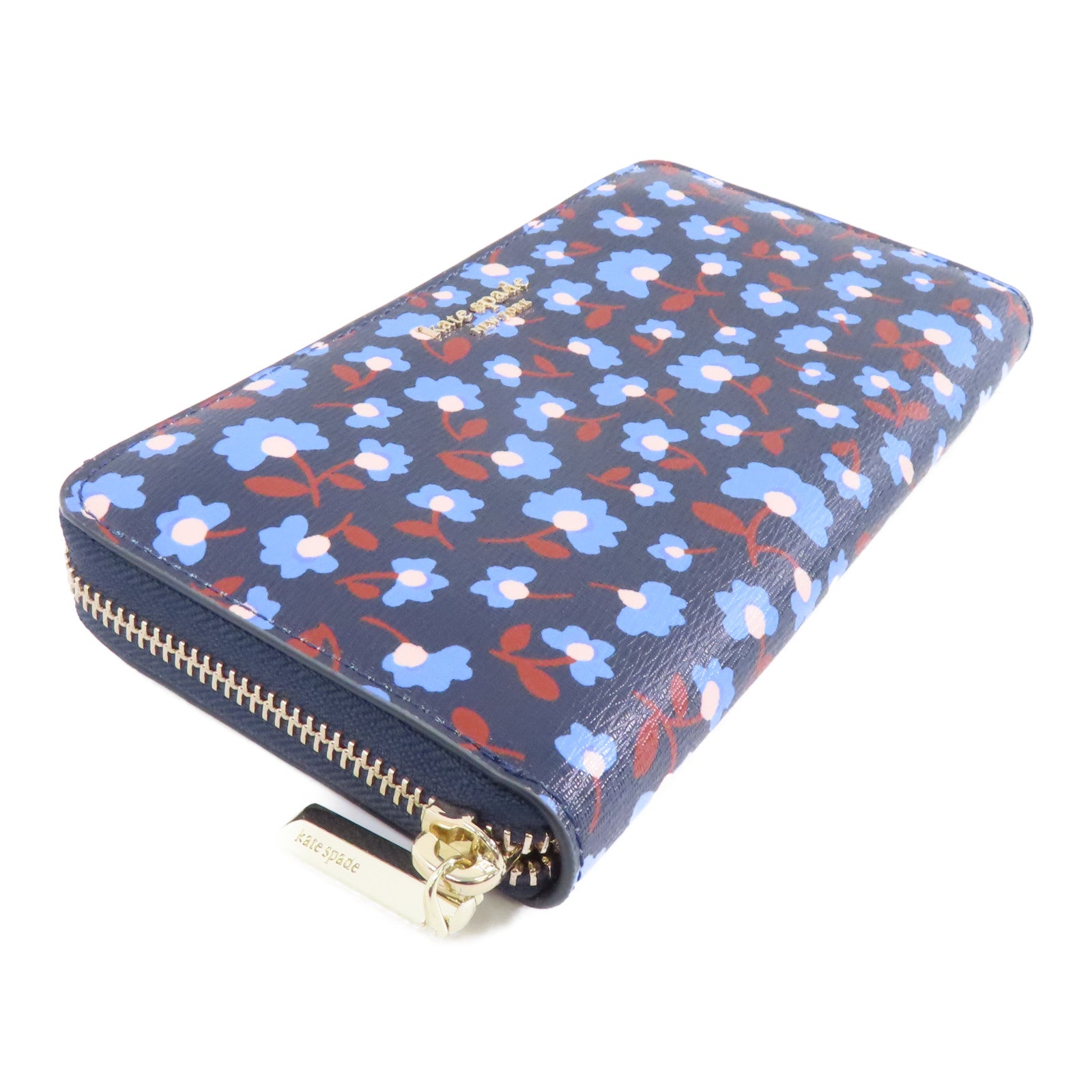 Kate Spade (PRICE DOWN) GHW Zipped Long Wallet Coated Canvas Blue