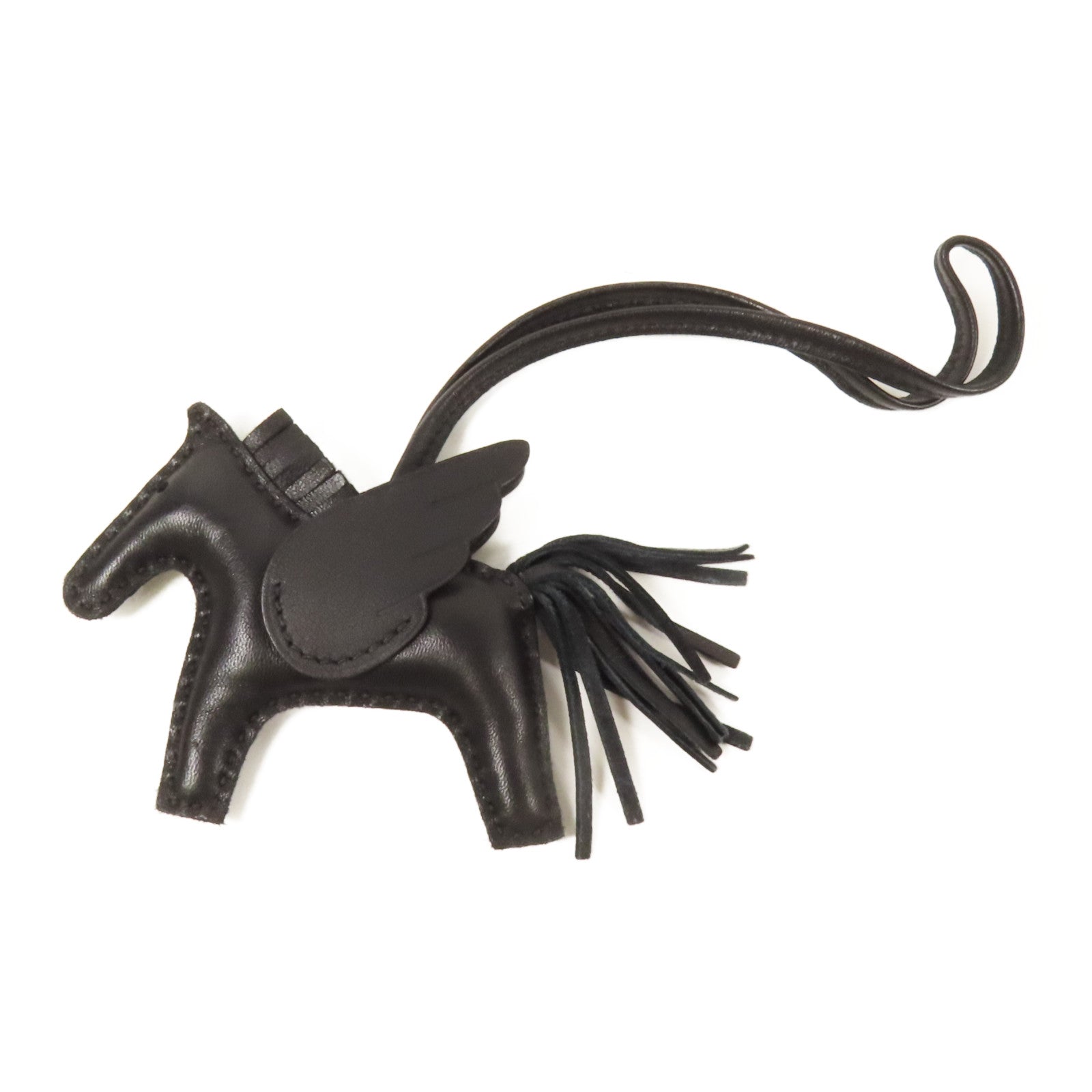 HERMES Milo皮革Rodeo Pegase PM掛飾Noir